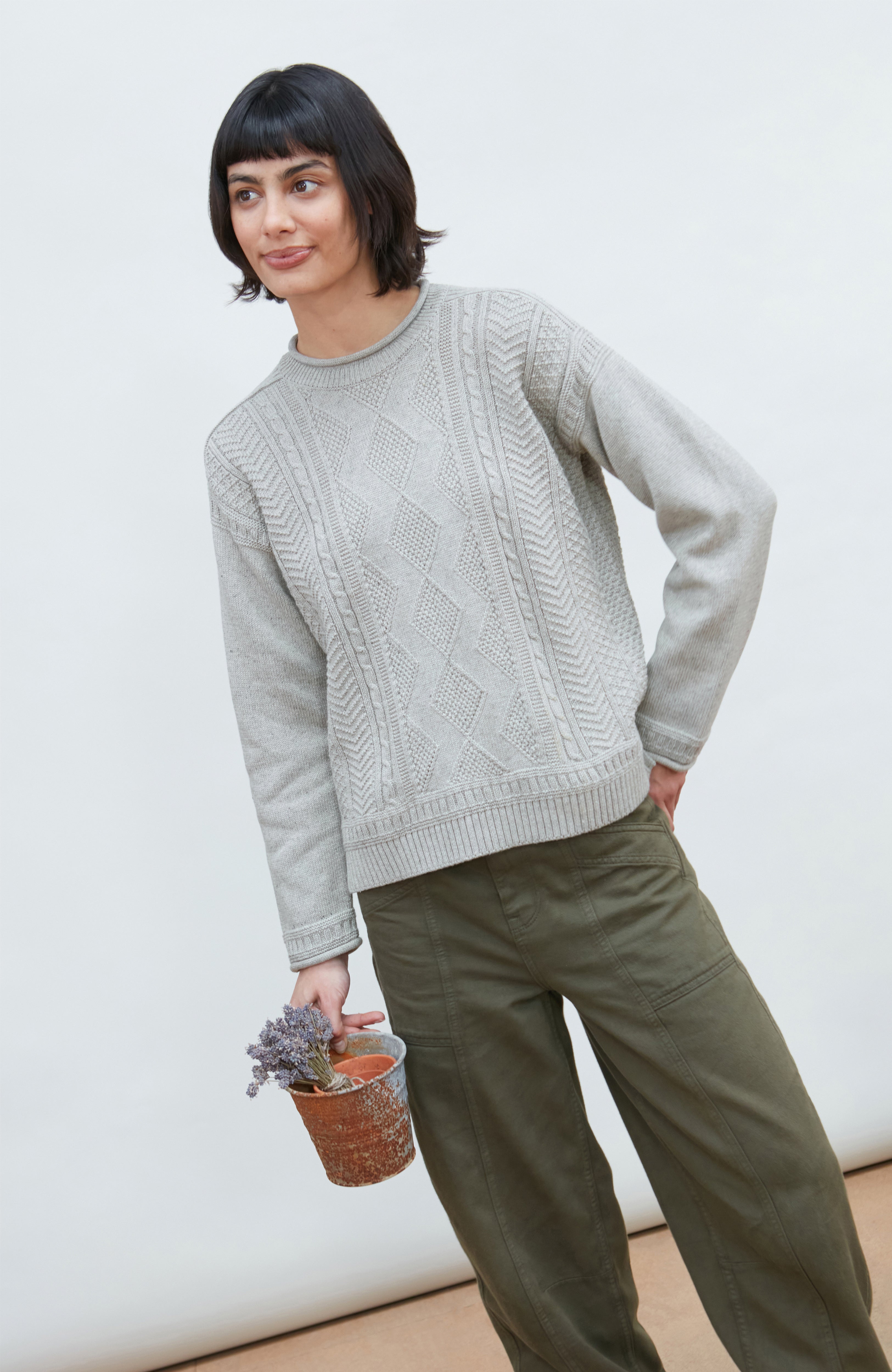 Womens Midweight Cotton Gansey Jumper