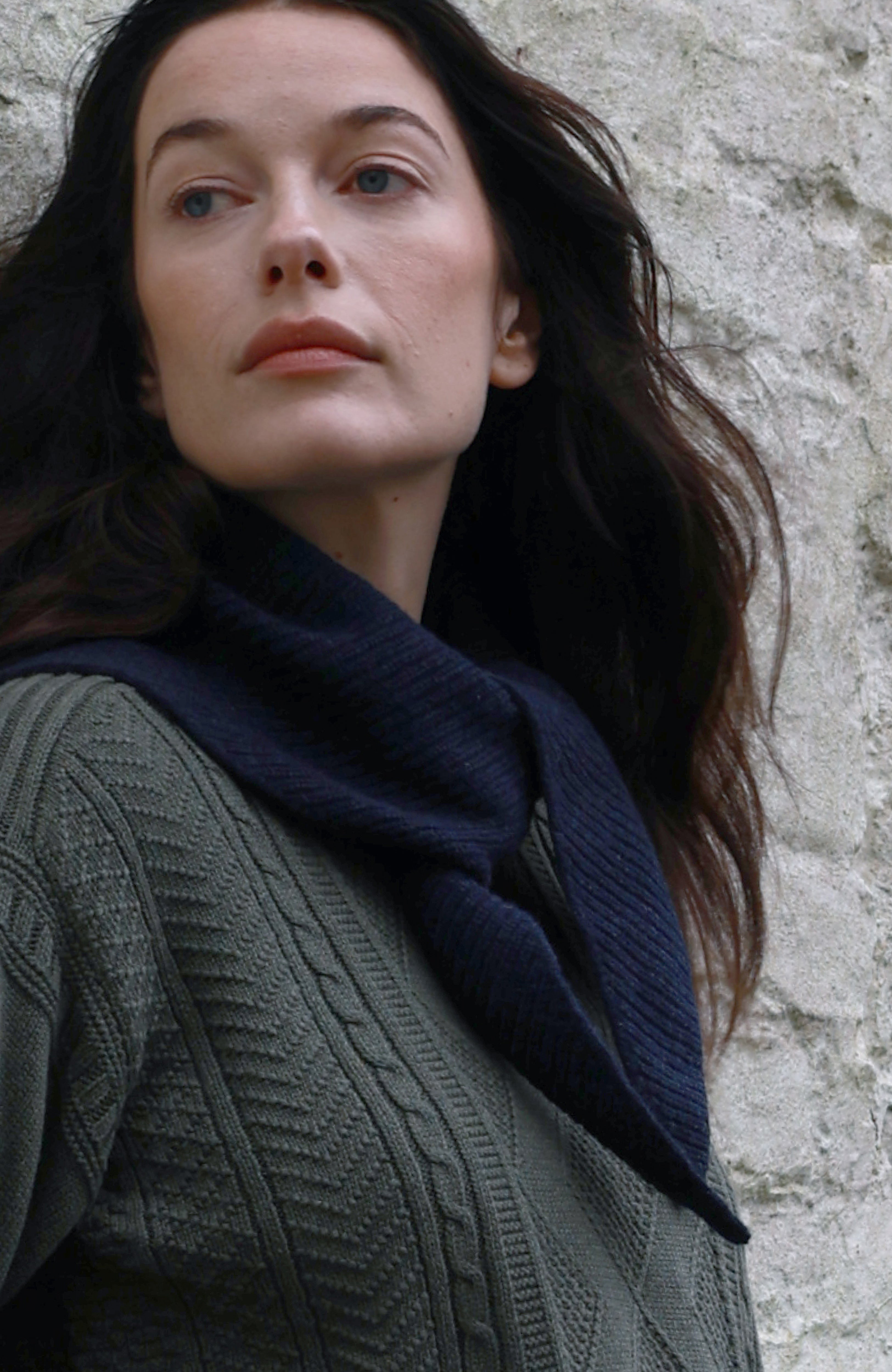 Lambswool Ribbed Triangle Scarf