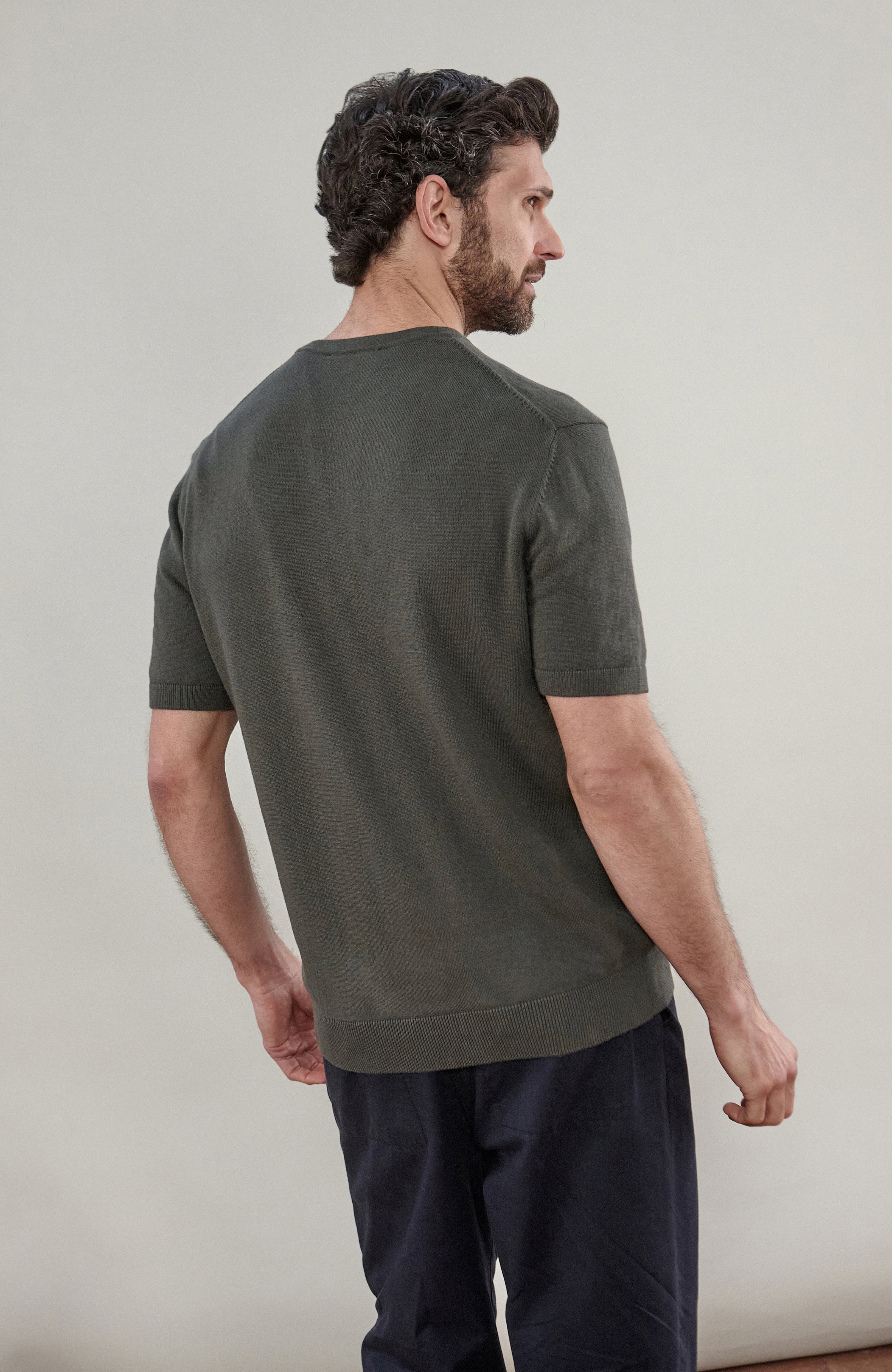 Mens Lightweight Organic Cotton Linen Short Sleeve Jumper