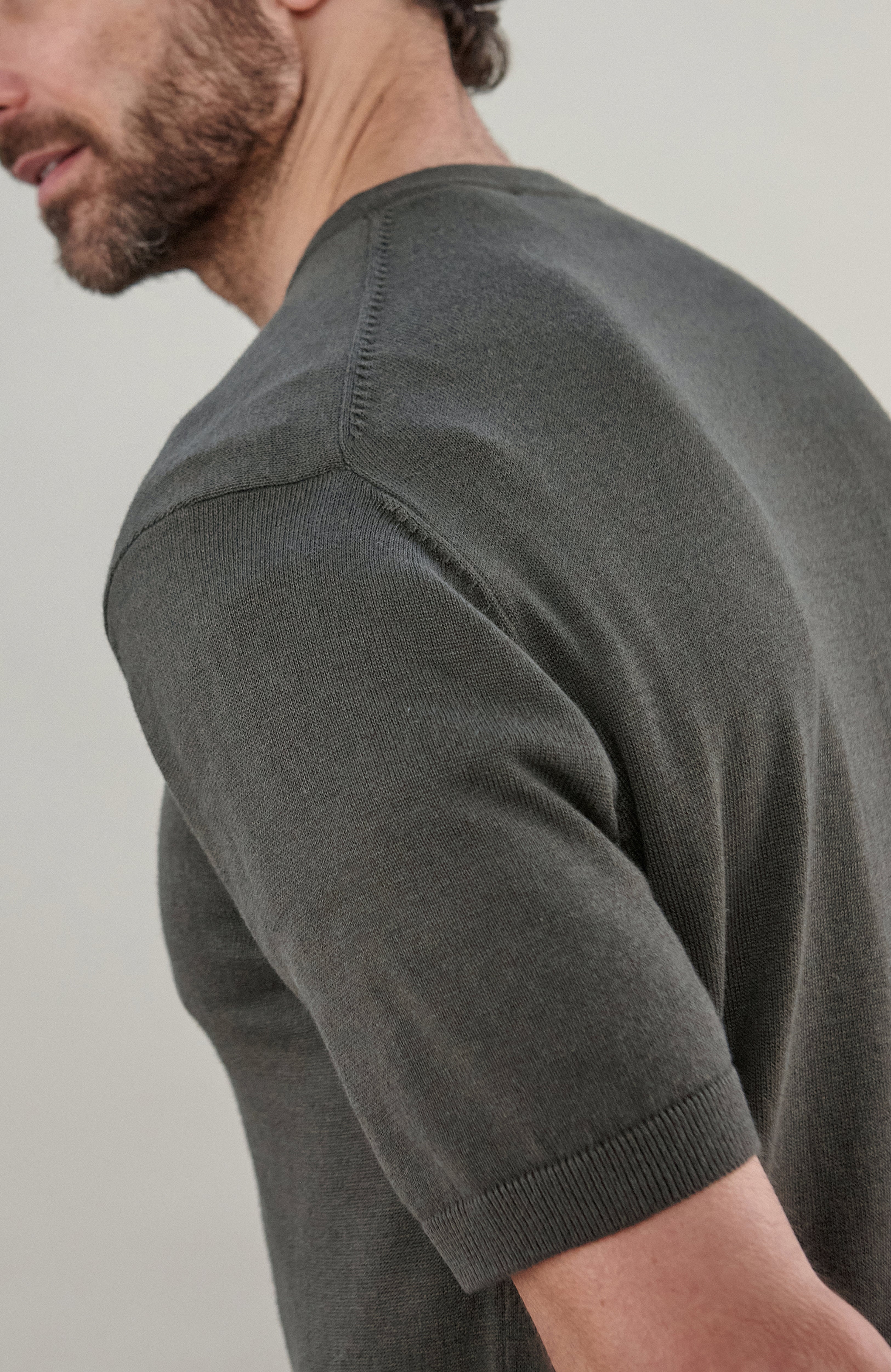 Mens Lightweight Organic Cotton Linen Short Sleeve Jumper