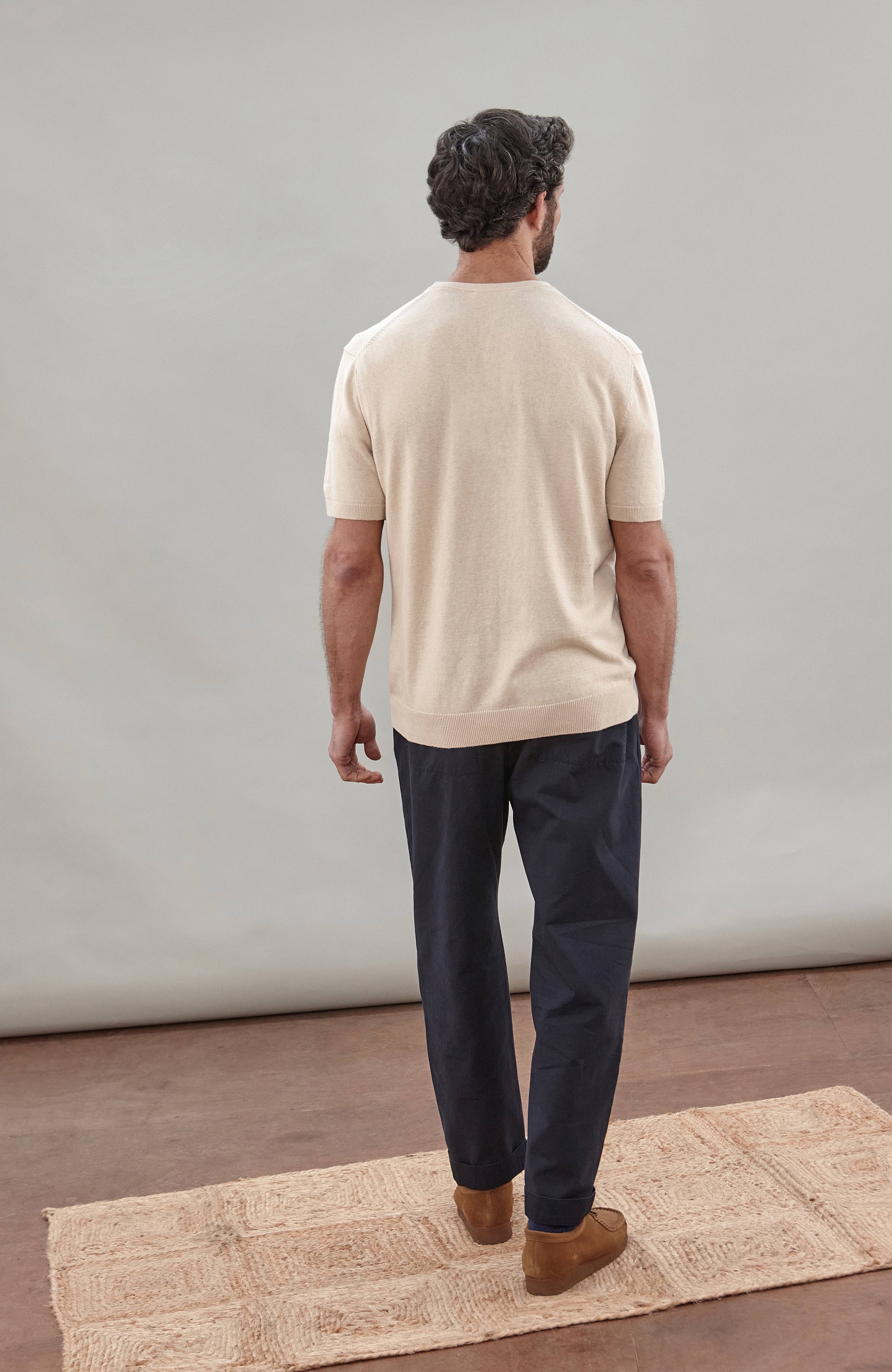 Mens Lightweight Organic Cotton Linen Short Sleeve Jumper
