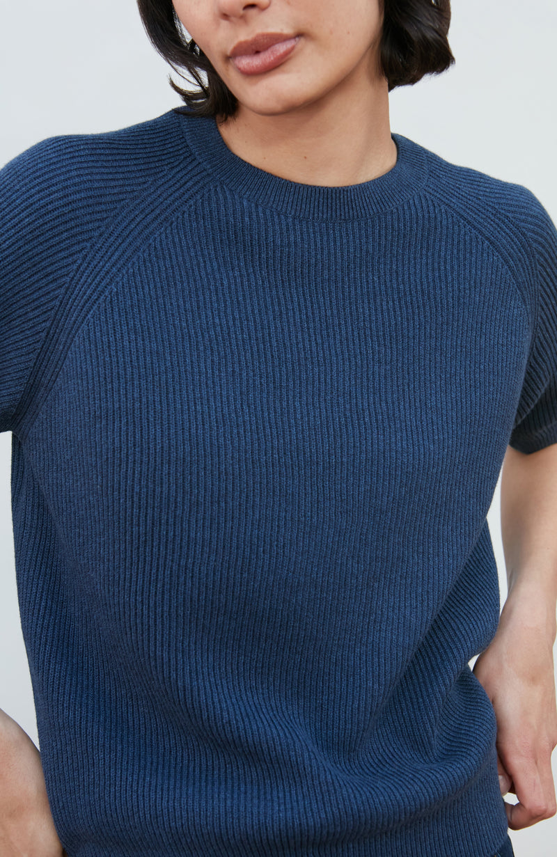 Womens Lightweight Cotton Rib Stripe Top