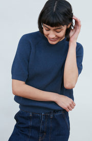 Womens Lightweight Cotton Rib Stripe Top