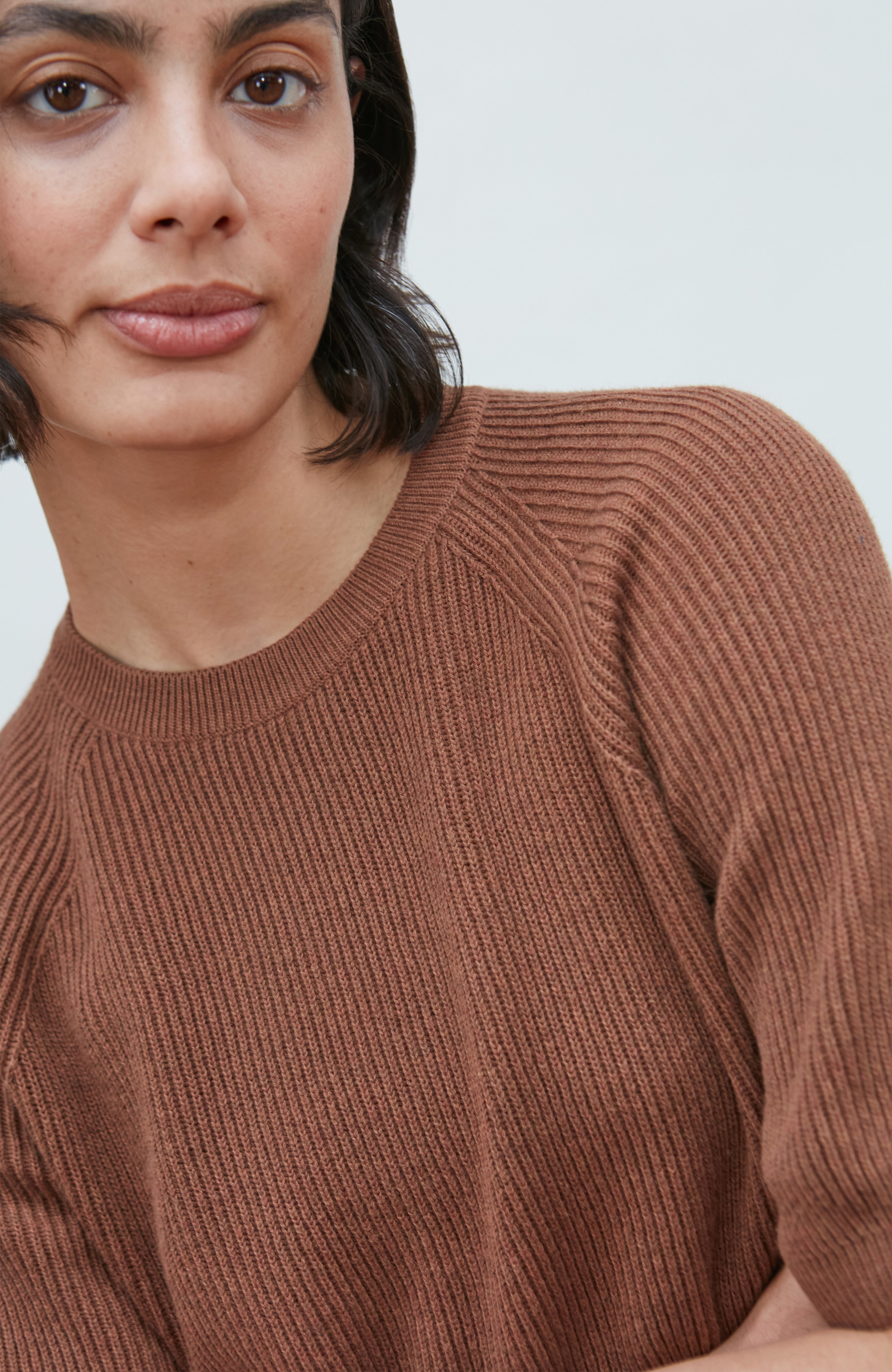 Womens Lightweight Cotton Rib Stripe Top