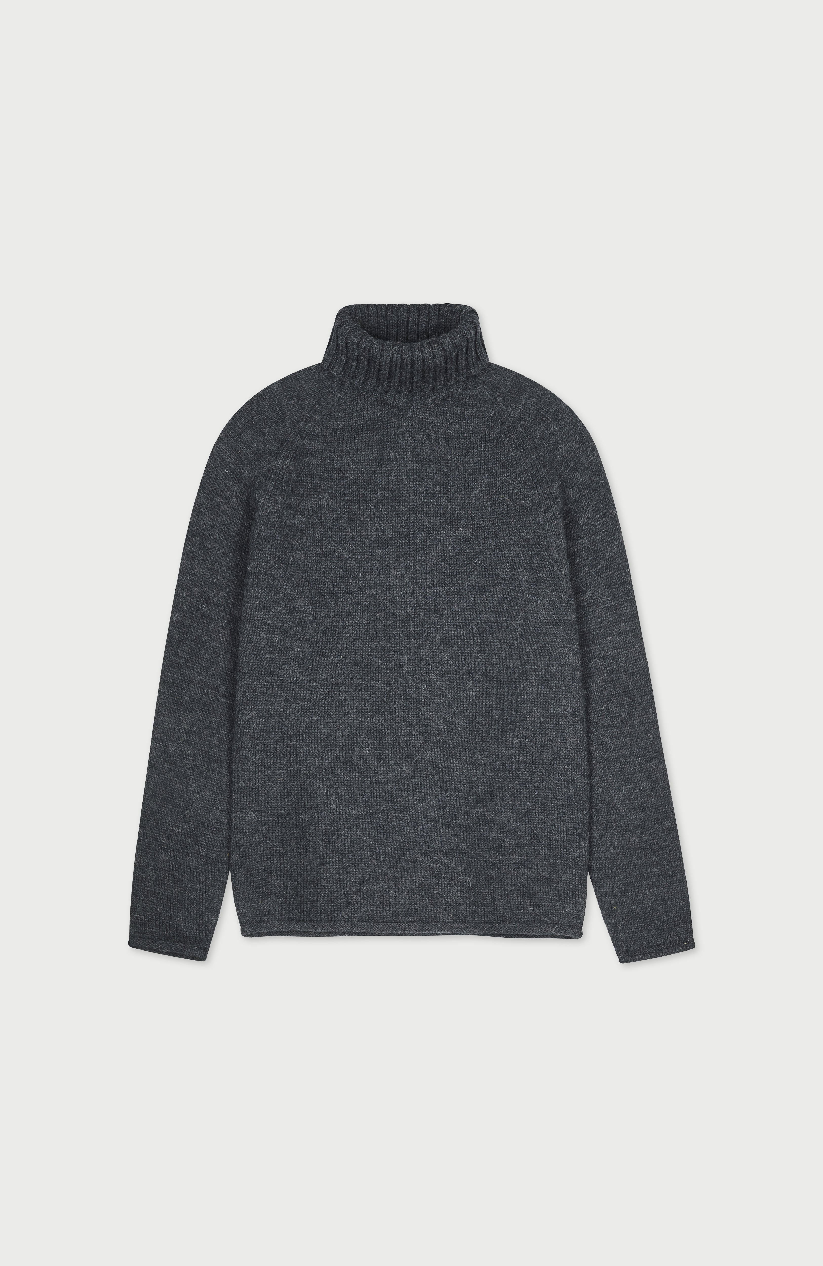 Mens British Wool Fishermans Roll Neck Jumper