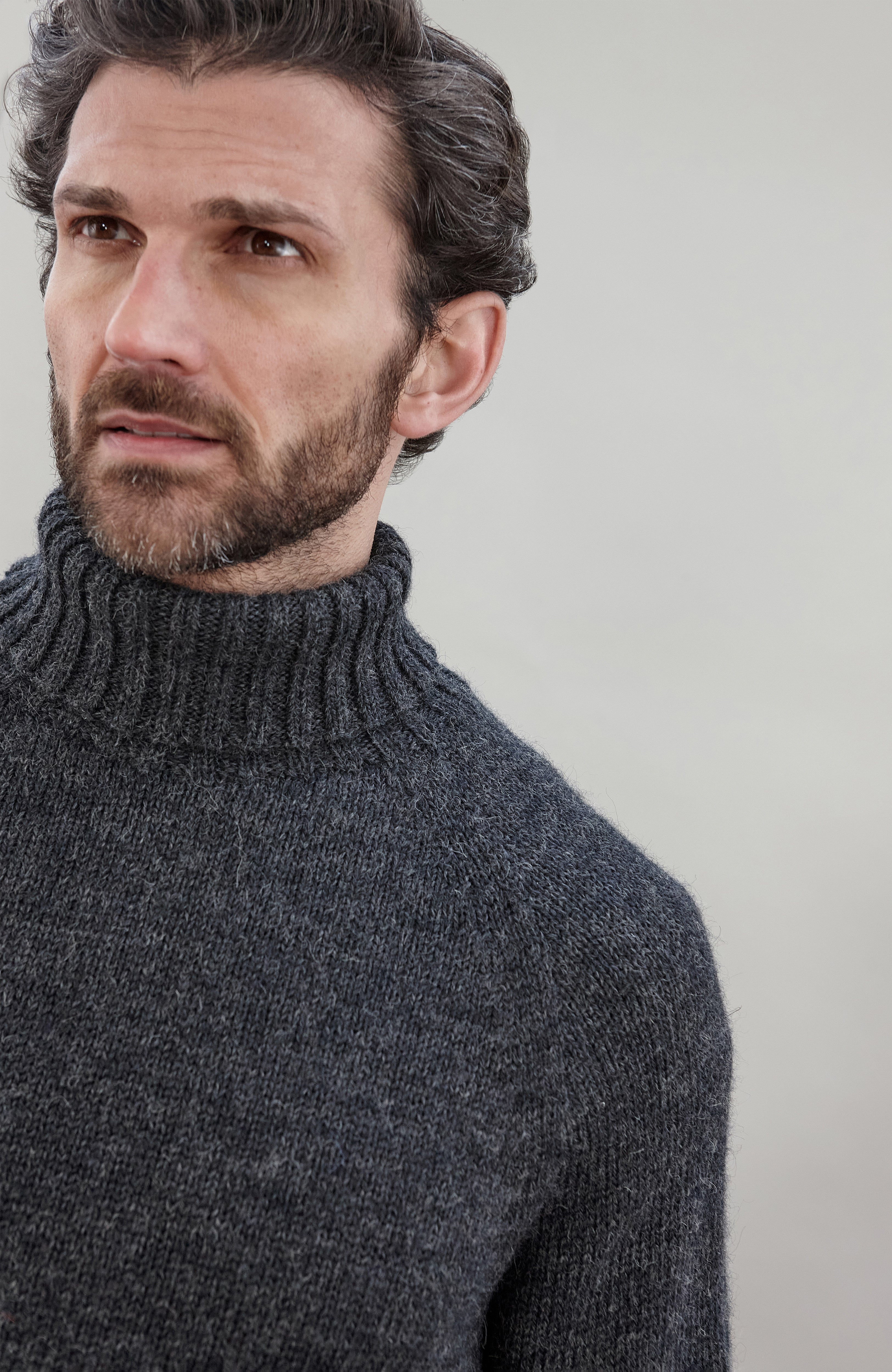 Mens British Wool Fishermans Roll Neck Jumper