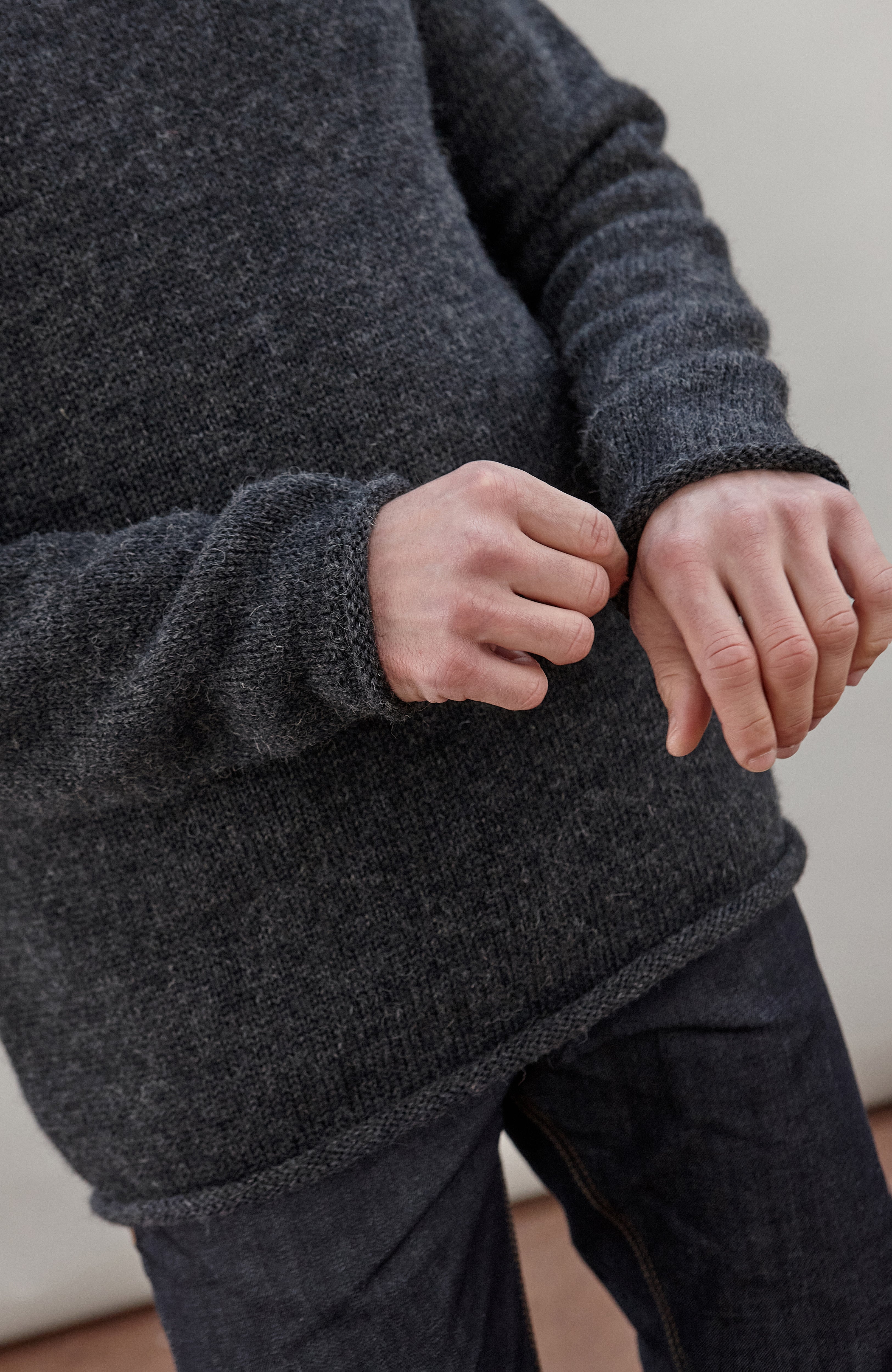 Mens British Wool Fishermans Roll Neck Jumper