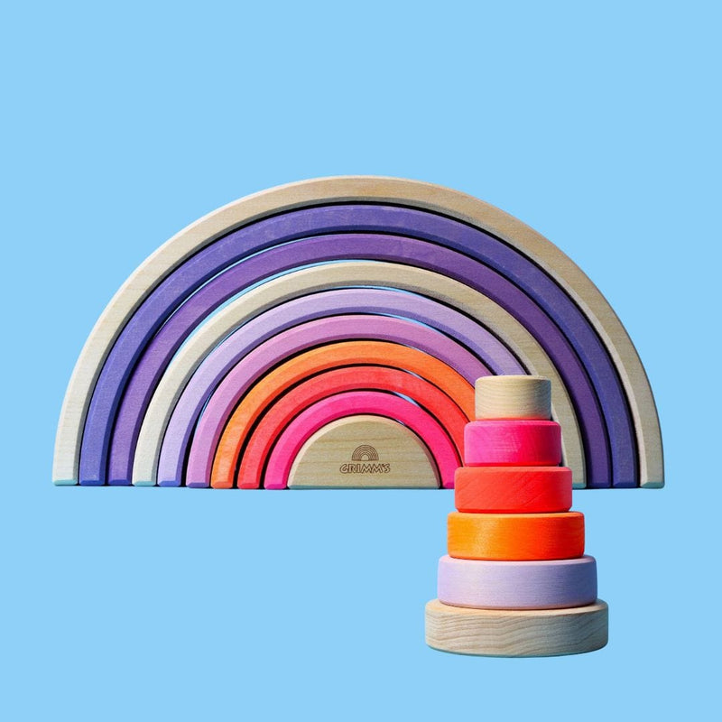 Grimm's Rainbow Neon Pink 10 Piece Small Conical Tower Neon Pink