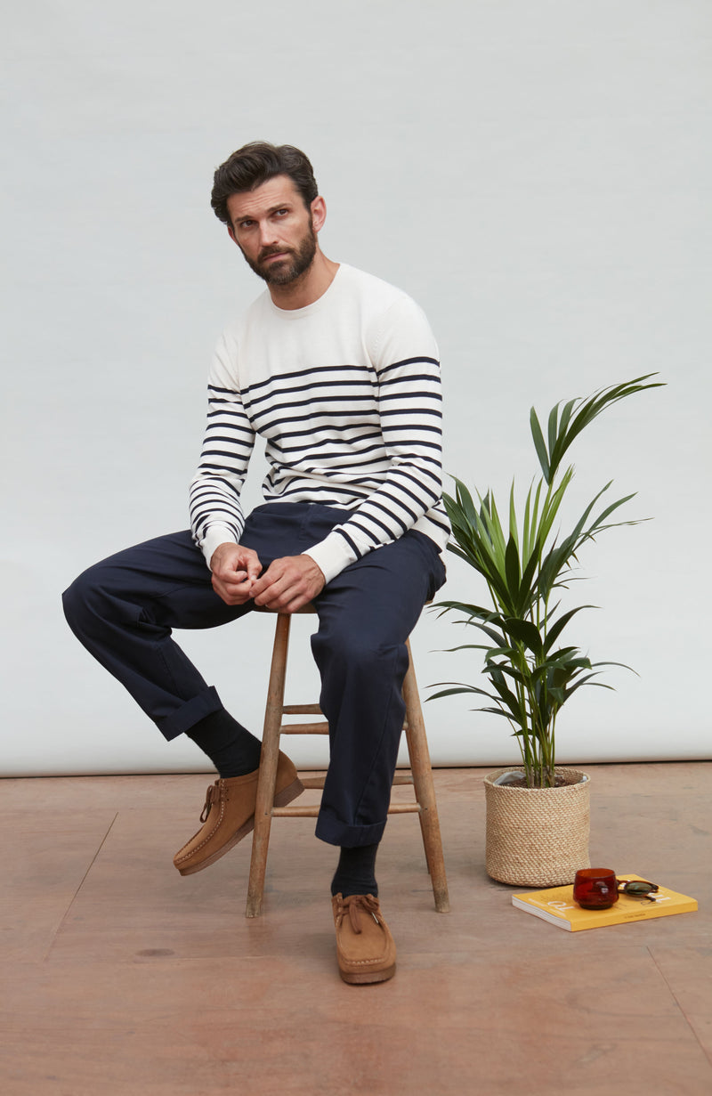 Mens Lightweight Cotton Striped Breton Sweater