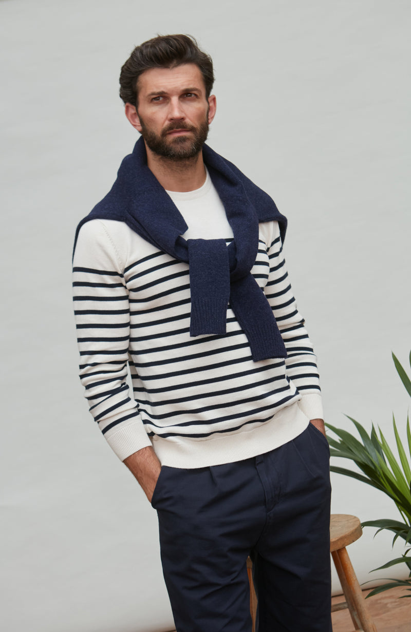 Mens Lightweight Cotton Striped Breton Sweater