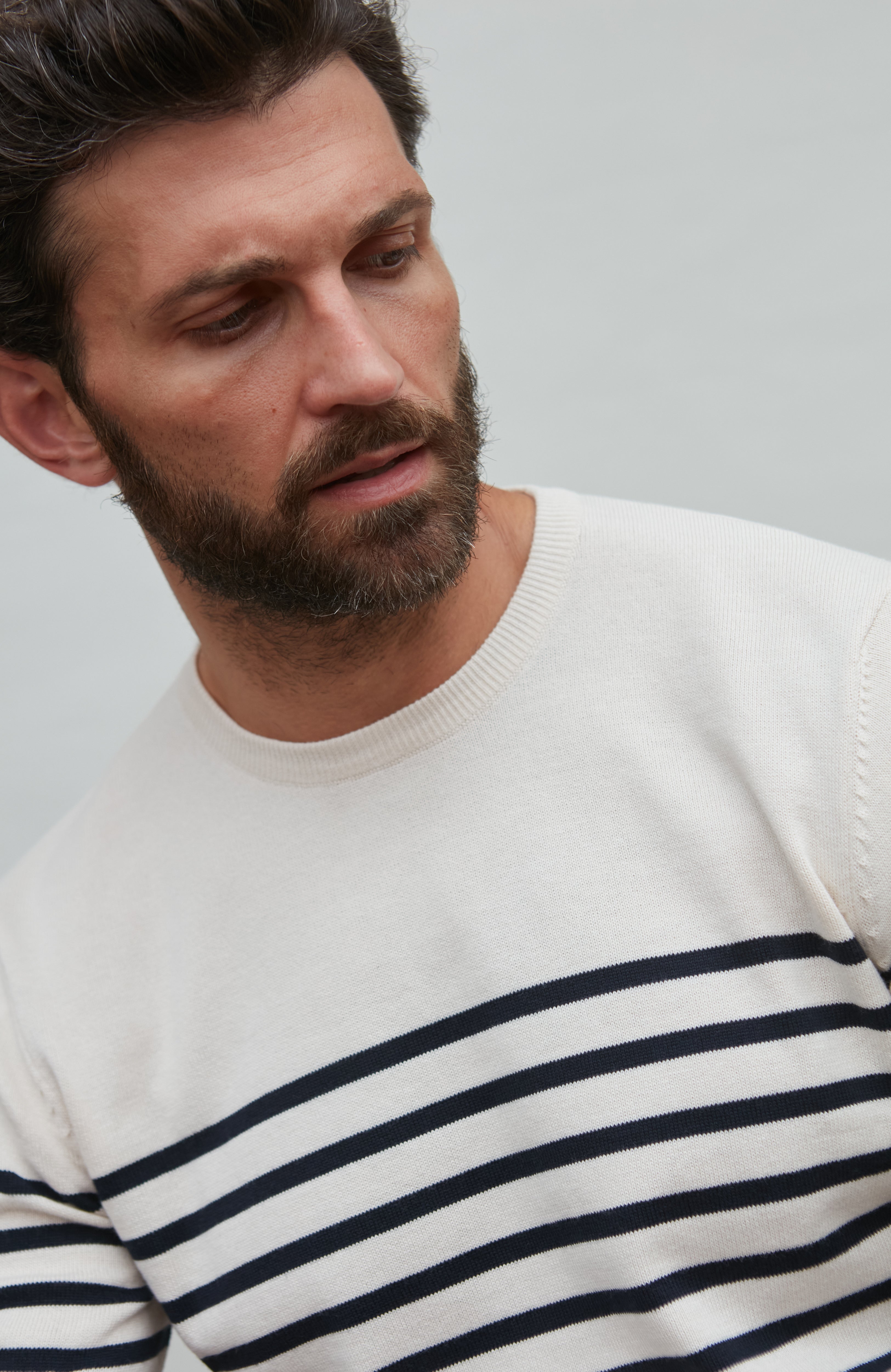 Mens Lightweight Cotton Striped Breton Sweater