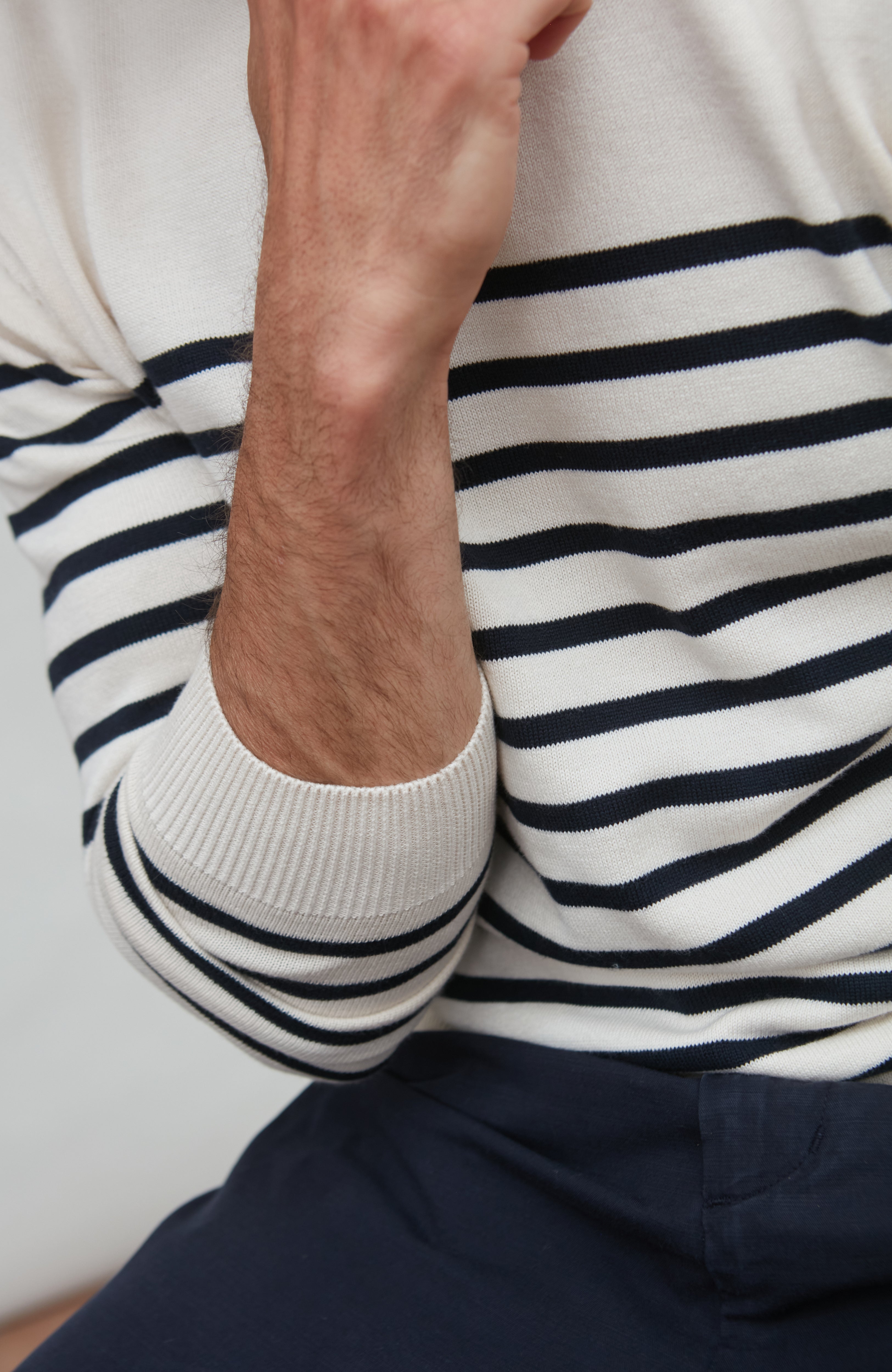 Mens Lightweight Cotton Striped Breton Sweater