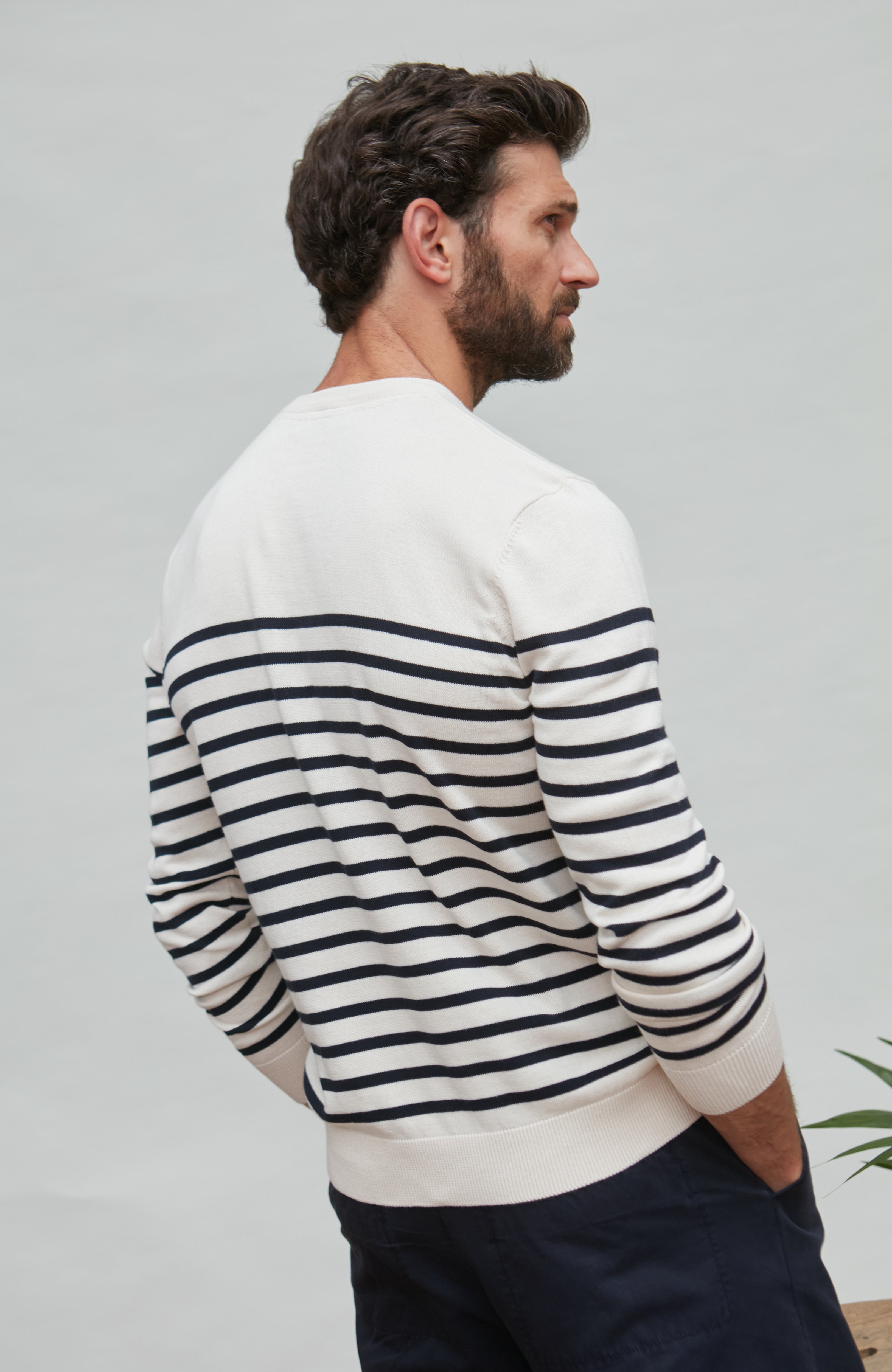 Mens Lightweight Cotton Striped Breton Sweater