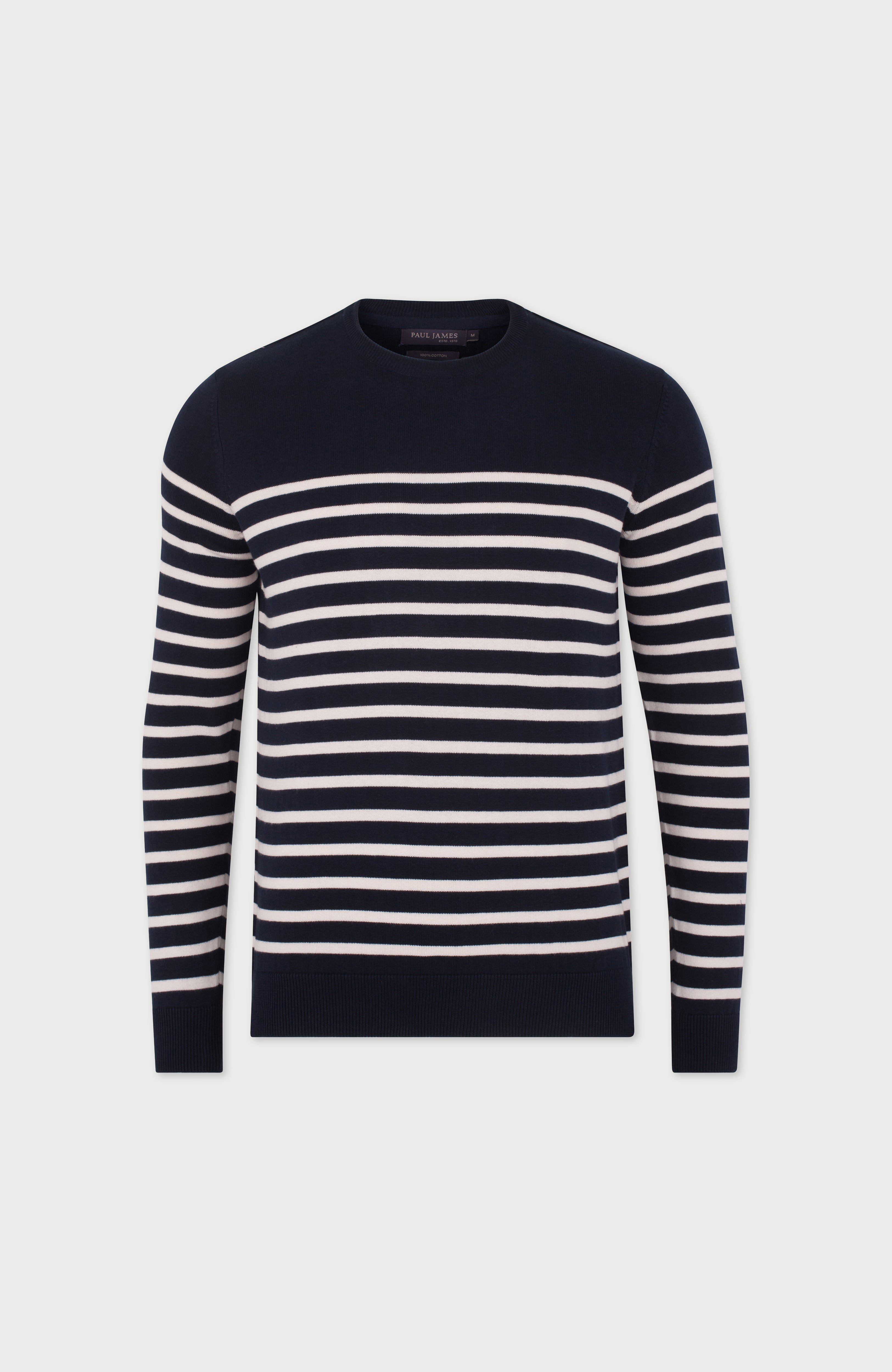 Mens Lightweight Cotton Striped Breton Sweater