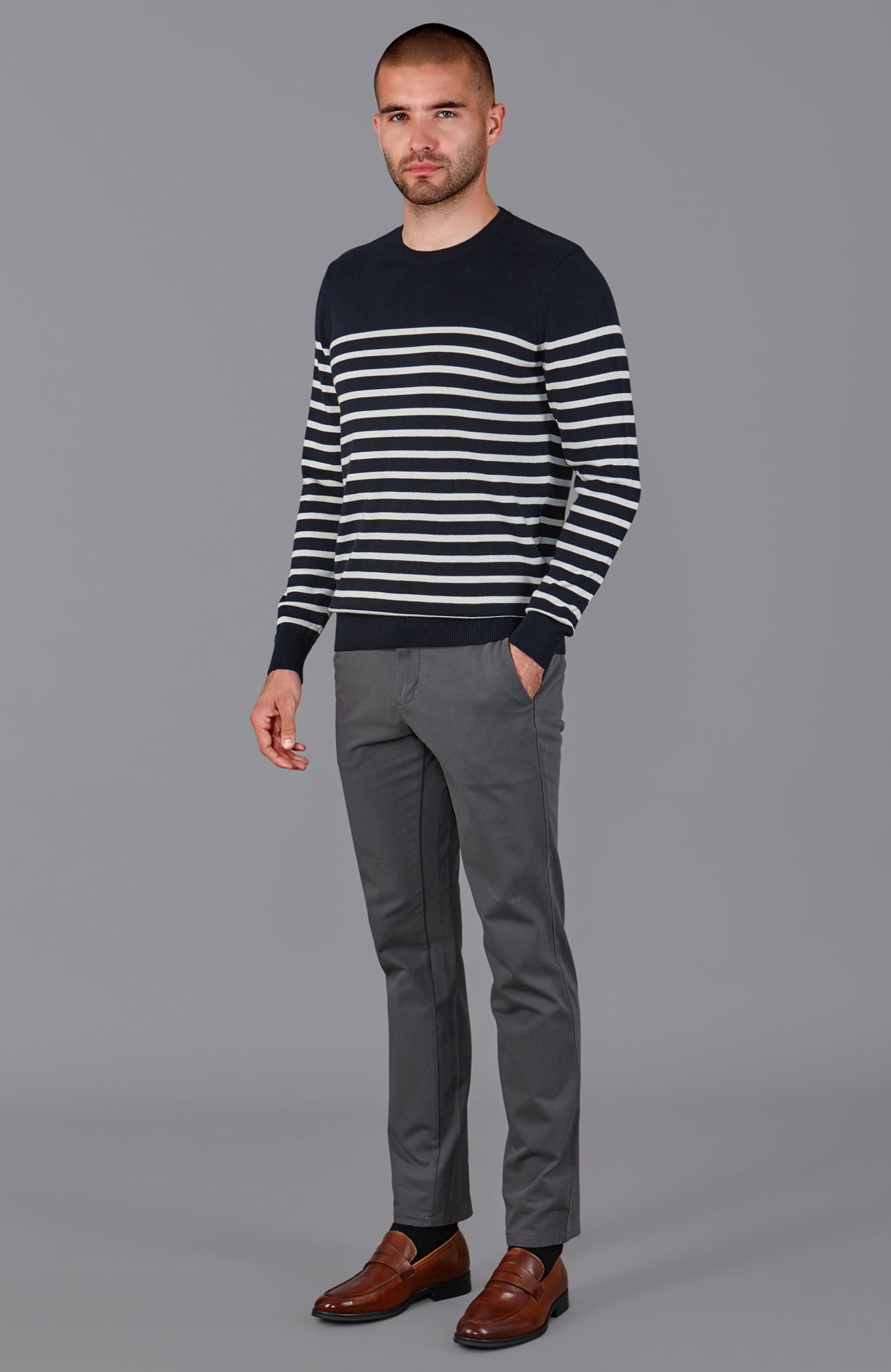 Mens Lightweight Cotton Striped Breton Sweater
