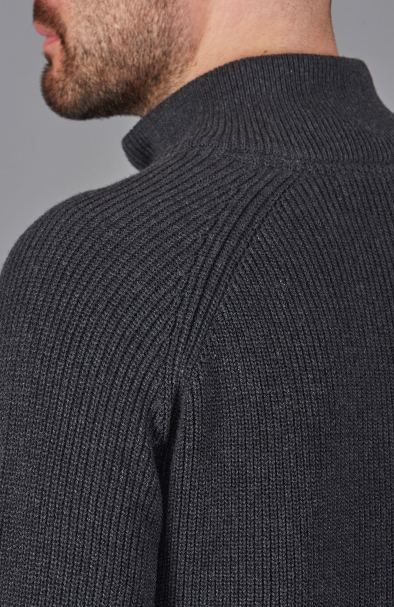 Mens Midweight Cotton Zip Neck Jumper