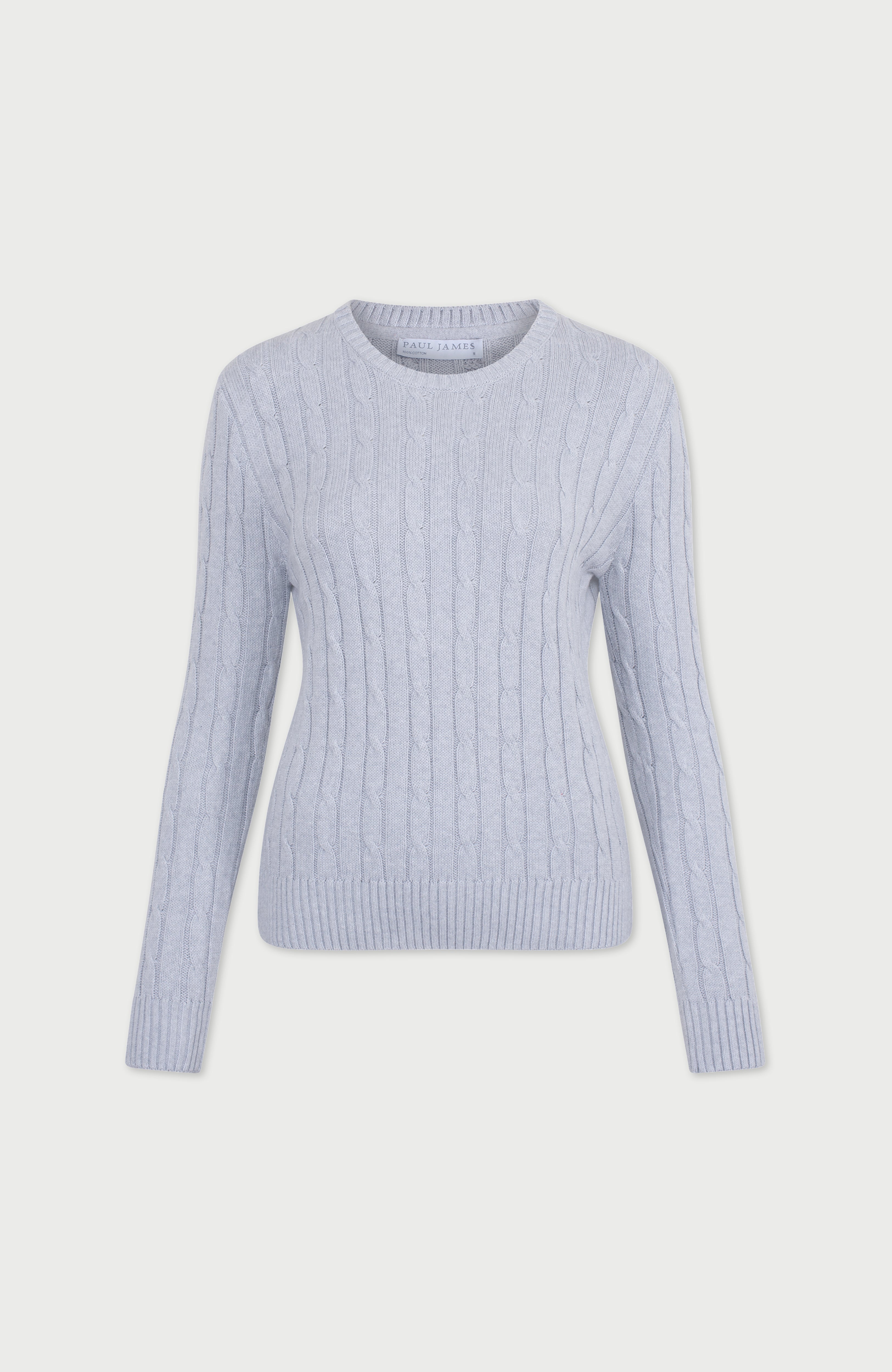 Womens Cotton Cable Crew Neck Jumper
