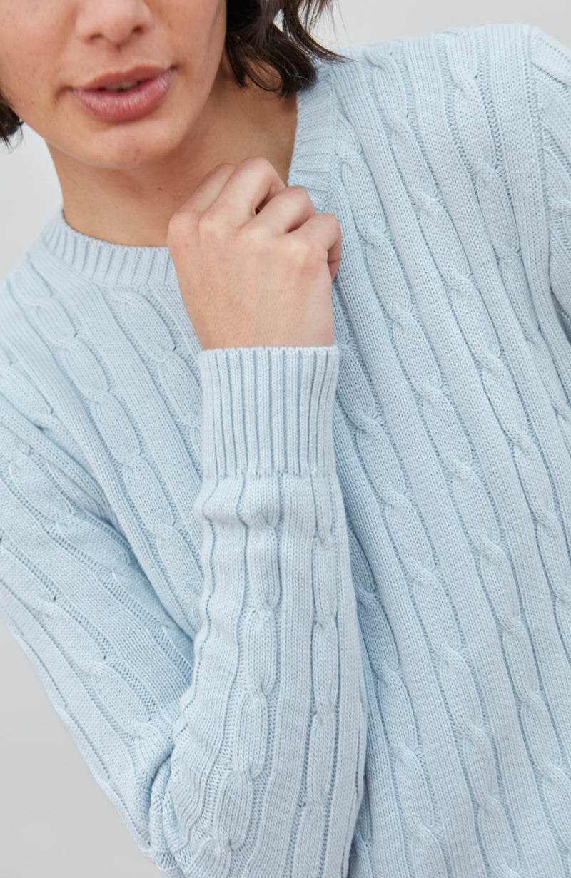 Womens Cotton Cable Crew Neck Jumper