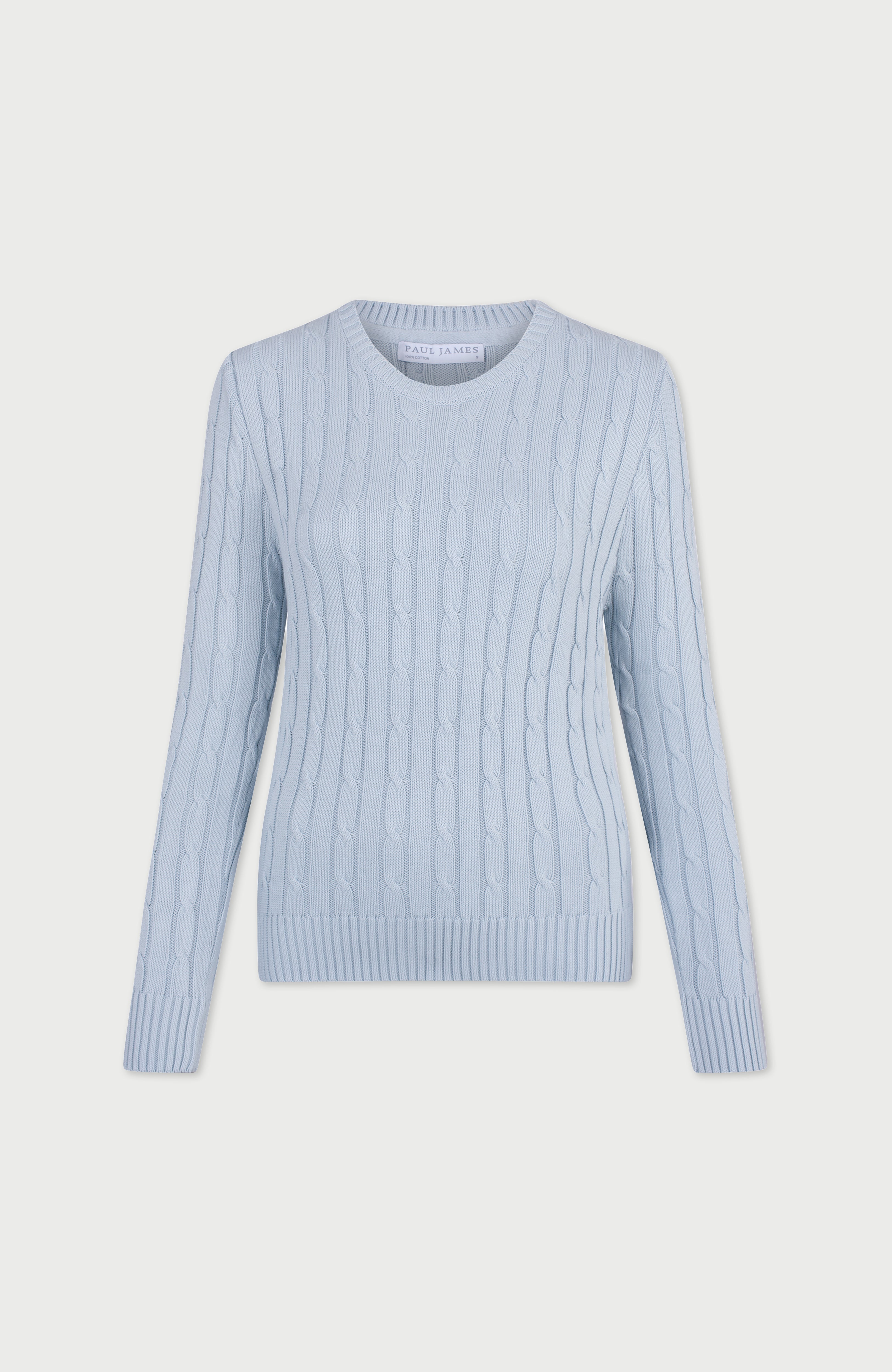 Womens Cotton Cable Crew Neck Jumper