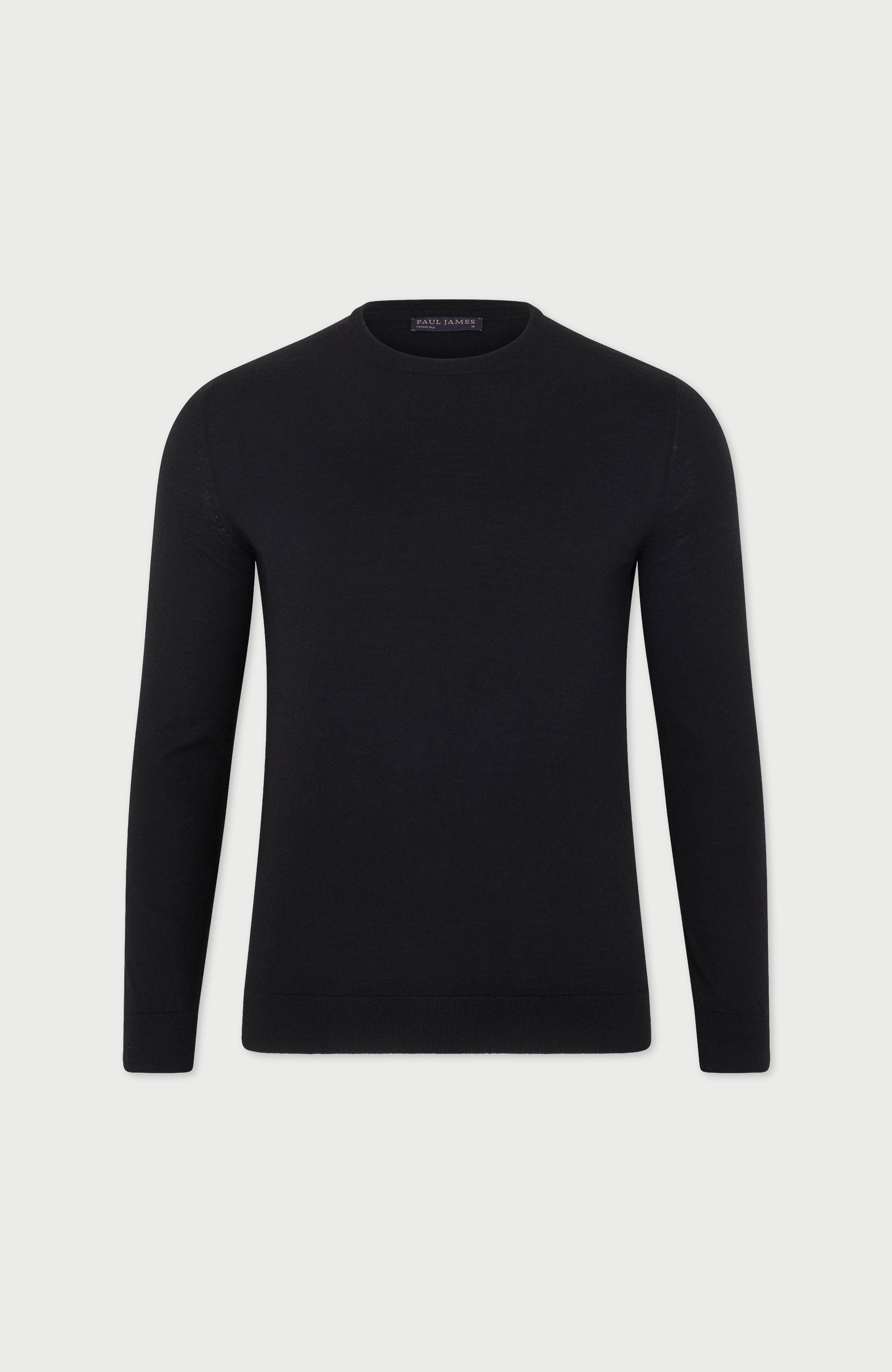 Mens Superfine Merino Silk Crew Neck Jumper