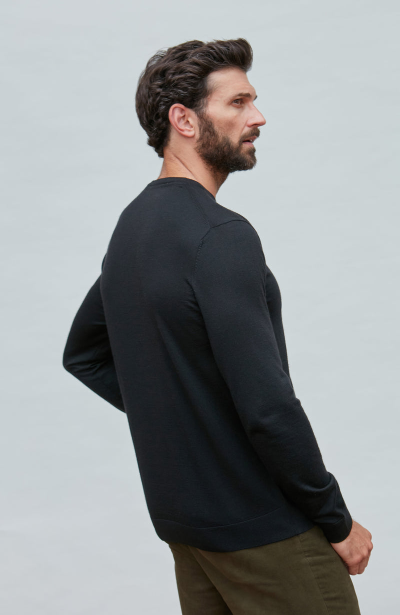 Mens Superfine Merino Silk Crew Neck Jumper