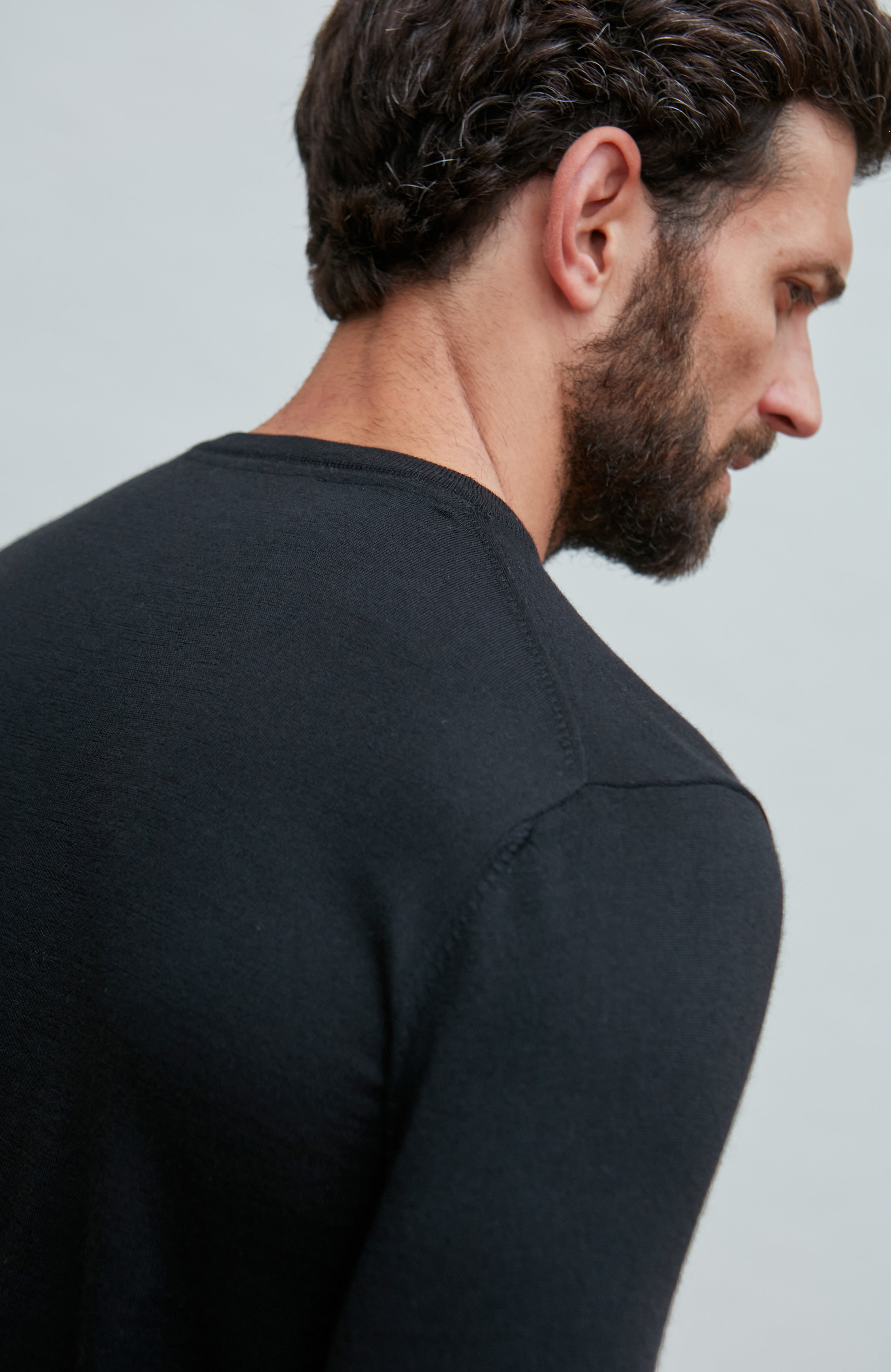 Mens Superfine Merino Silk Crew Neck Jumper