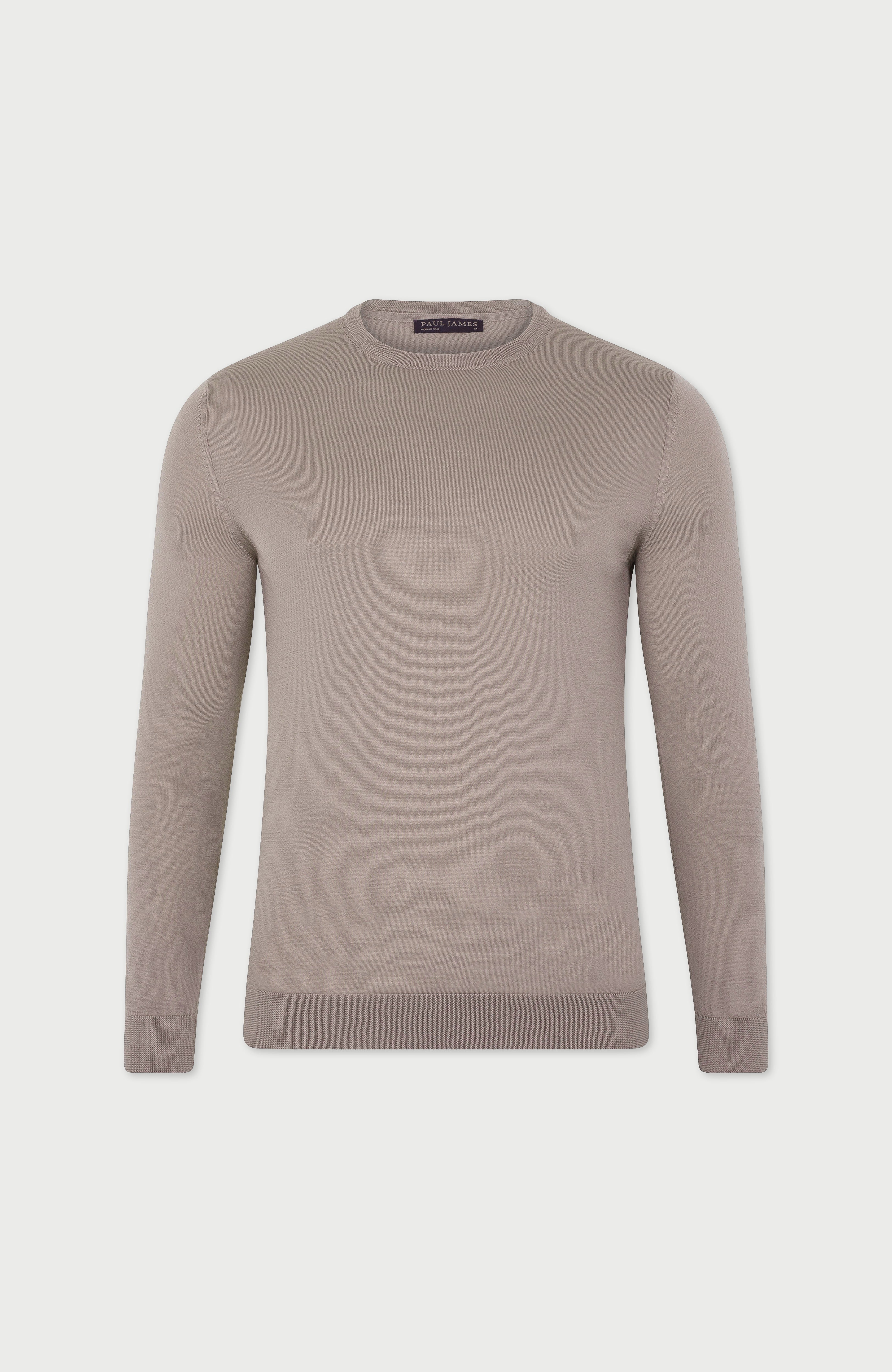 Mens Superfine Merino Silk Crew Neck Jumper