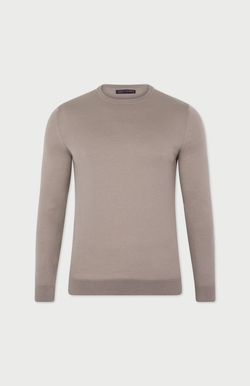 Mens Superfine Merino Silk Crew Neck Jumper