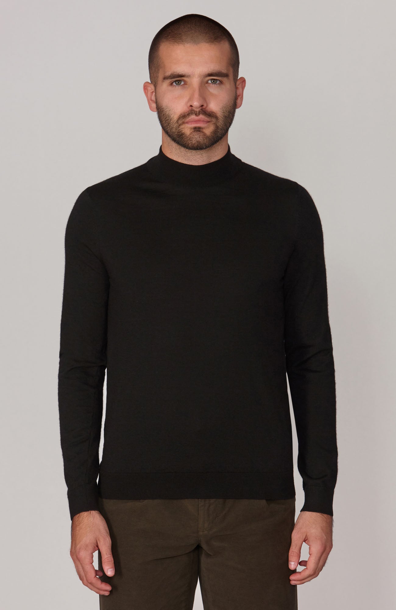 Mens Superfine Merino Mock Turtle Neck Jumper