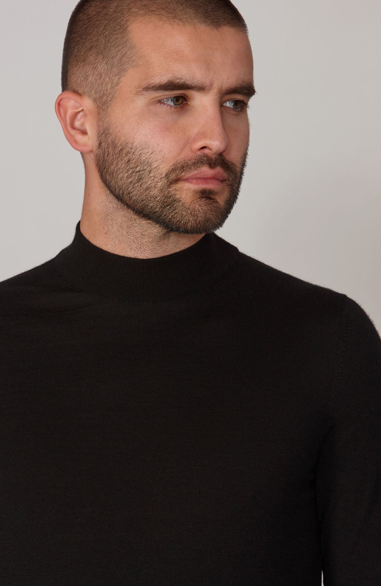 Mens Superfine Merino Mock Turtle Neck Jumper