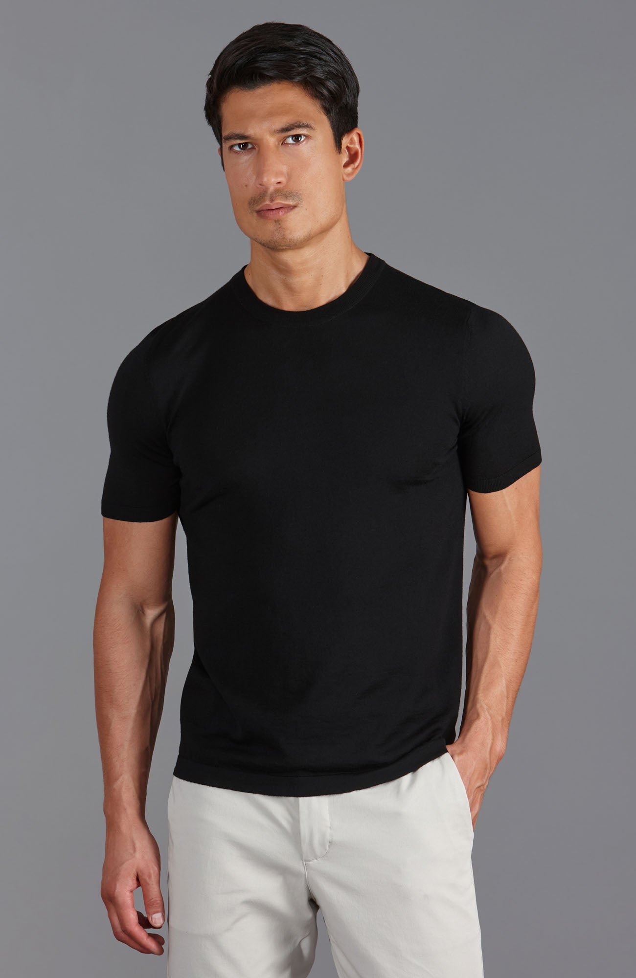 Mens Superfine Merino Wool Knitted T-Shirt