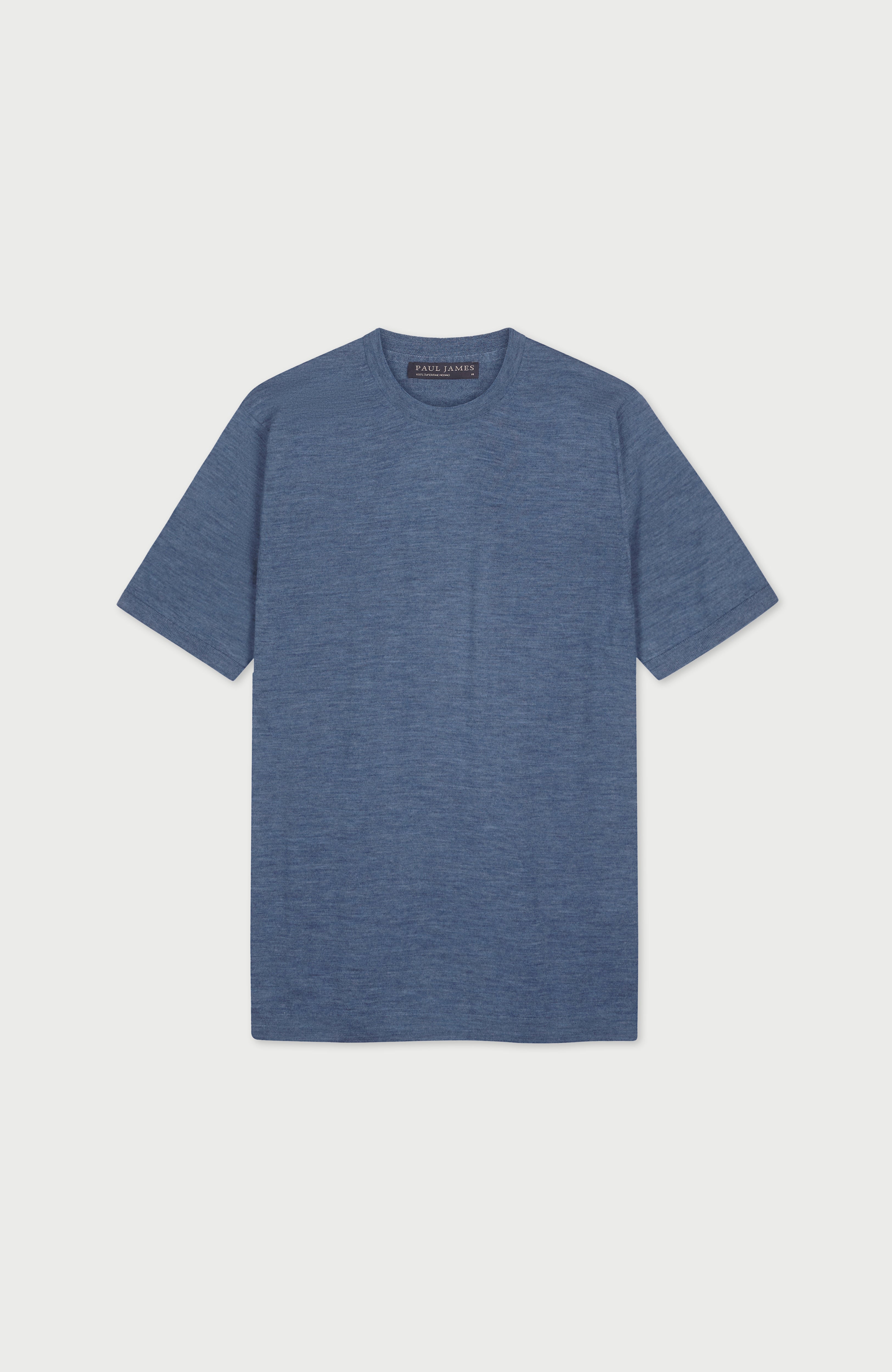 Mens Superfine Merino Wool Knitted T-Shirt