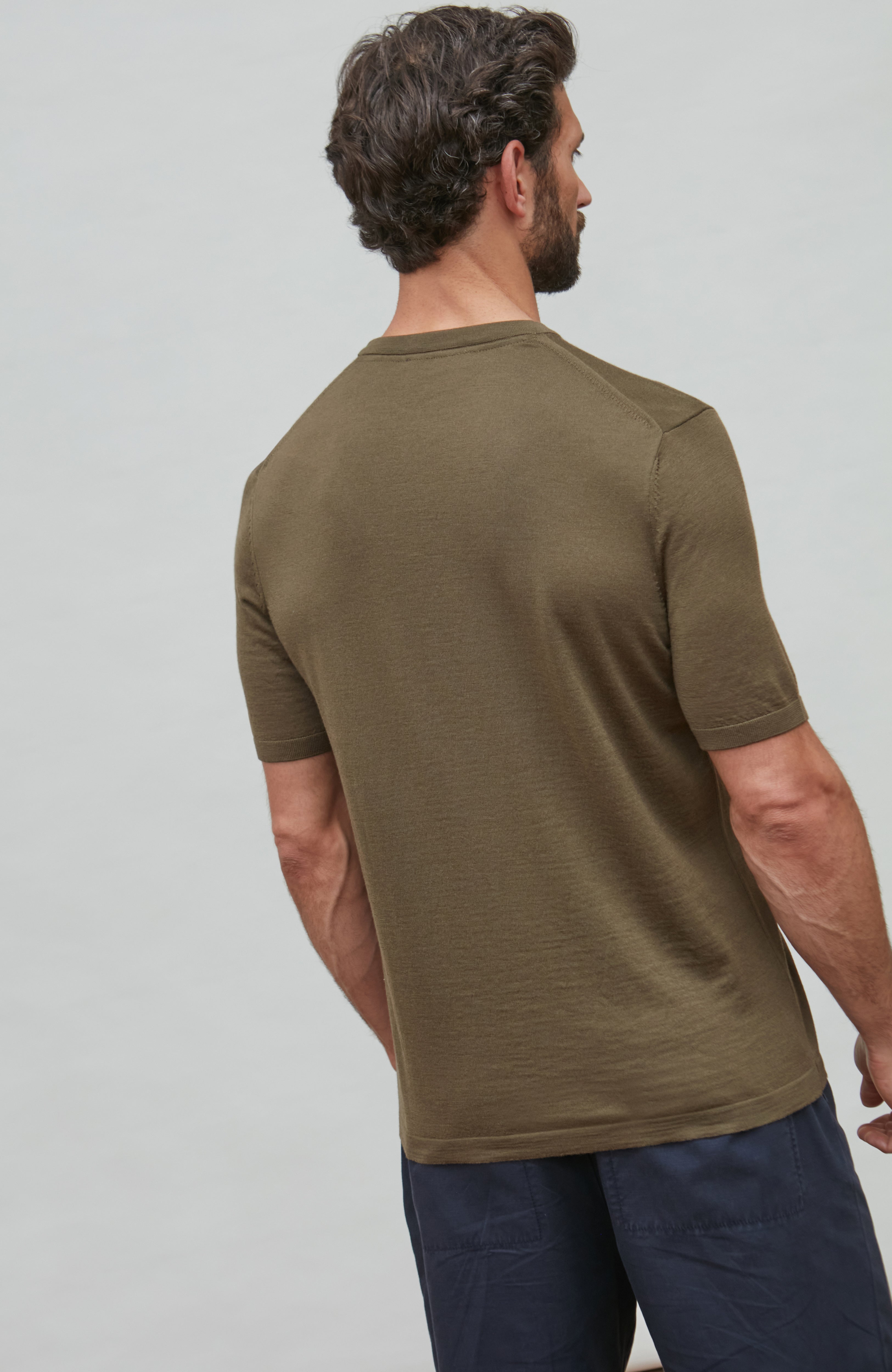Mens Superfine Merino Wool Knitted T-Shirt