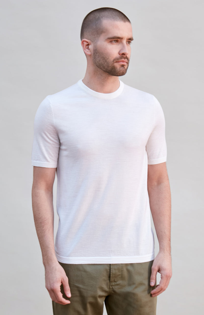 Mens Superfine Merino Wool Knitted T-Shirt