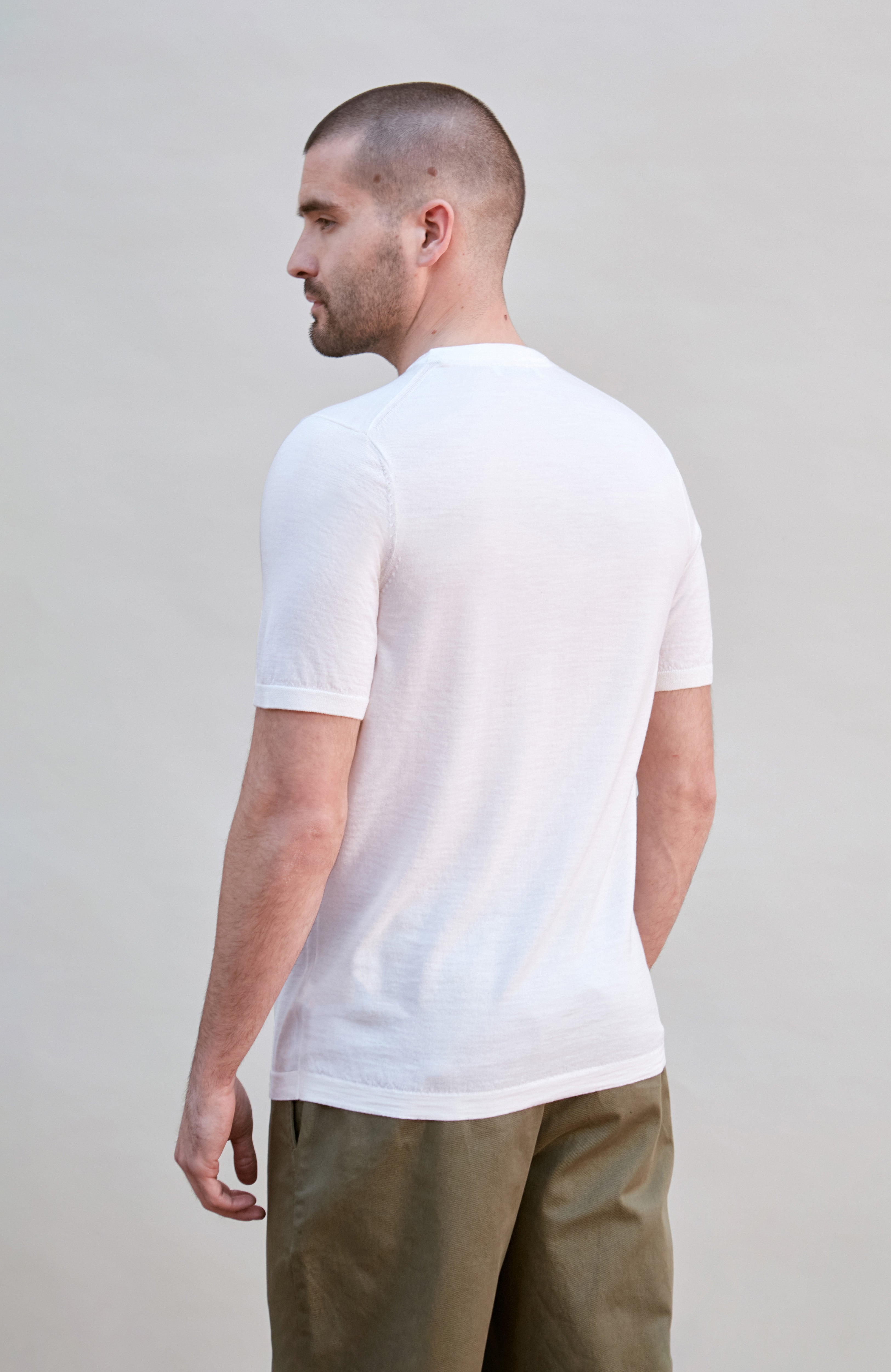Mens Superfine Merino Wool Knitted T-Shirt
