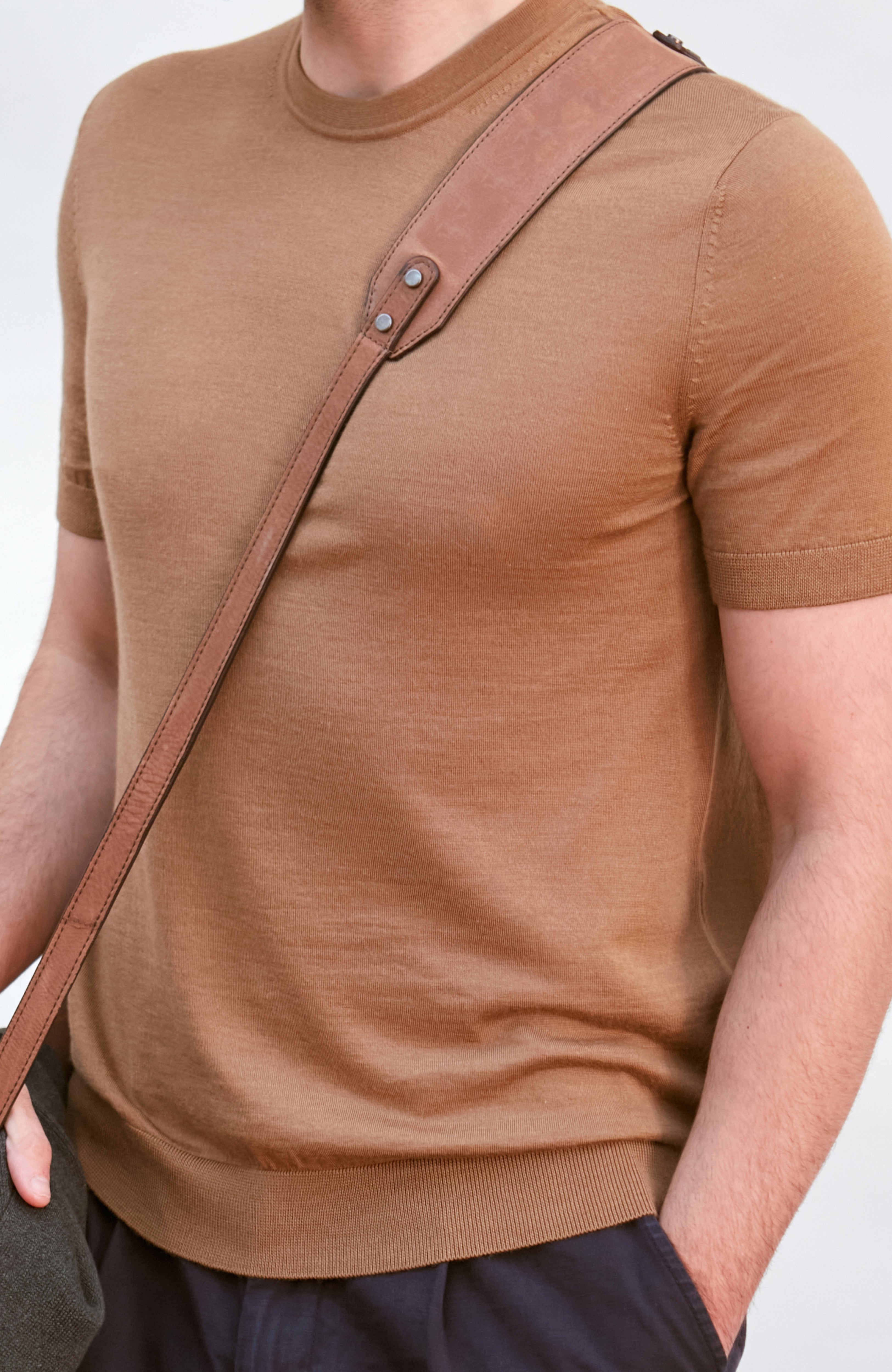 Mens Superfine Merino Silk Short Sleeve Jumper