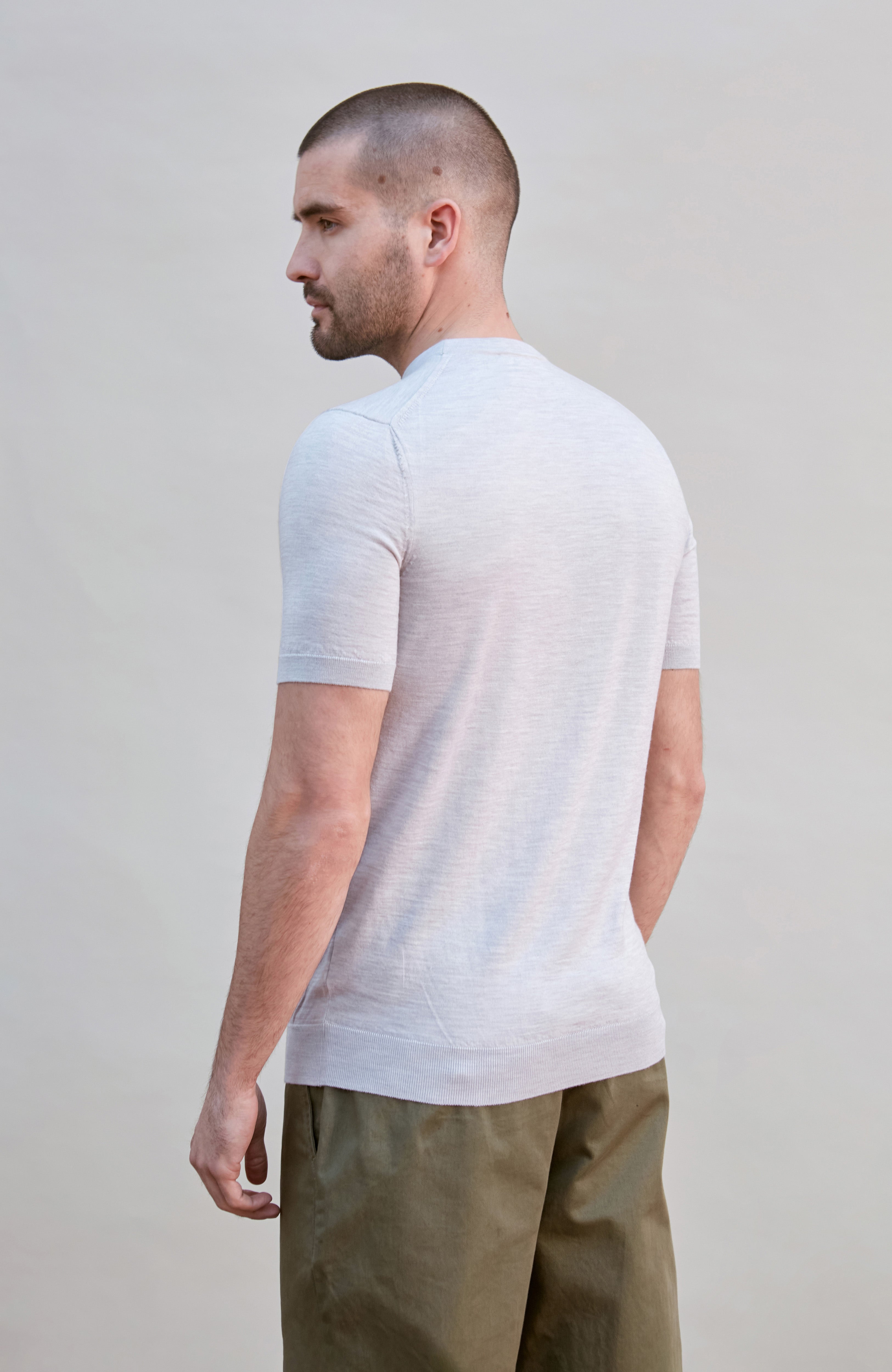 Mens Superfine Merino Silk Short Sleeve Jumper
