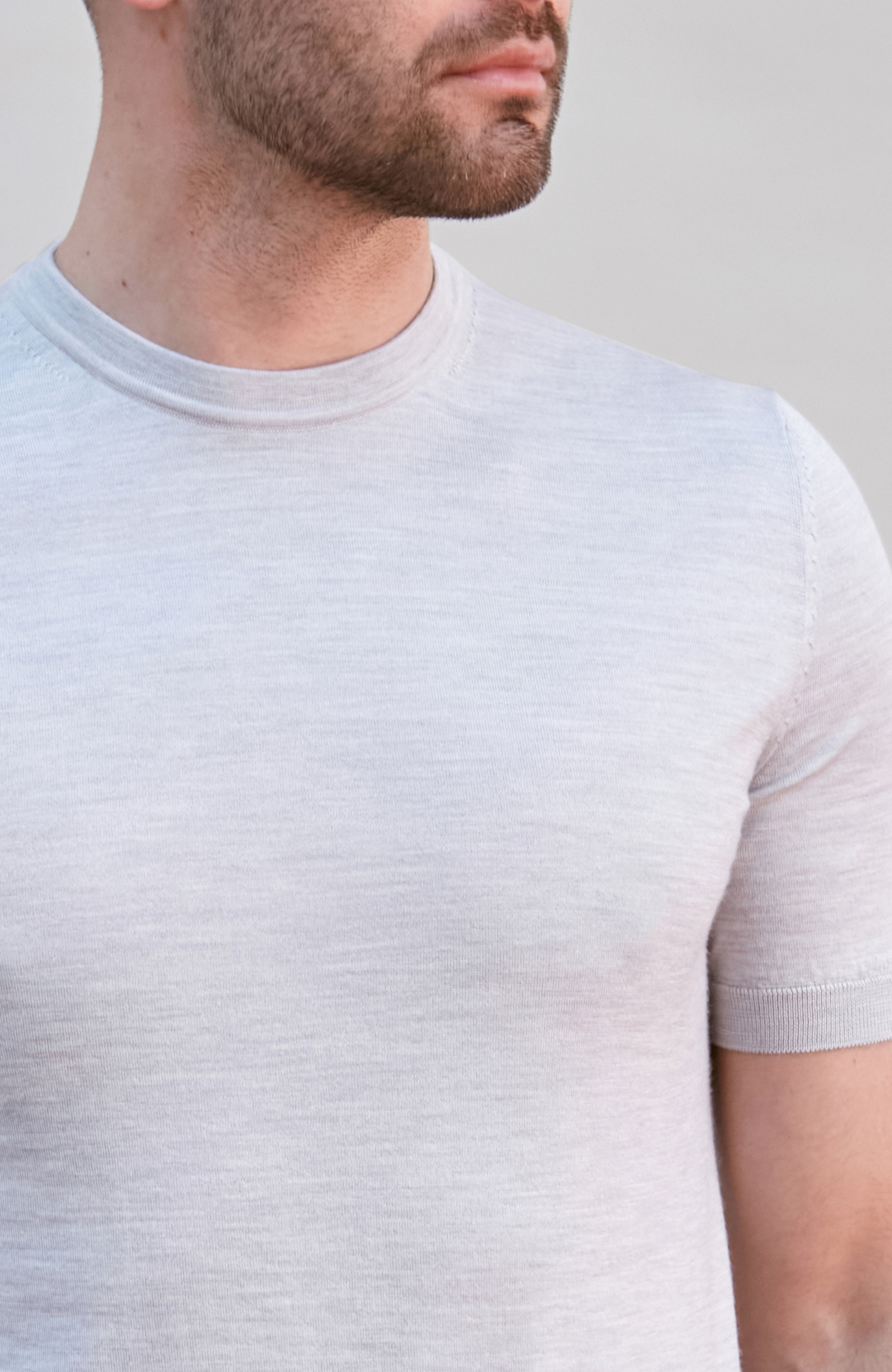 Mens Superfine Merino Silk Short Sleeve Jumper