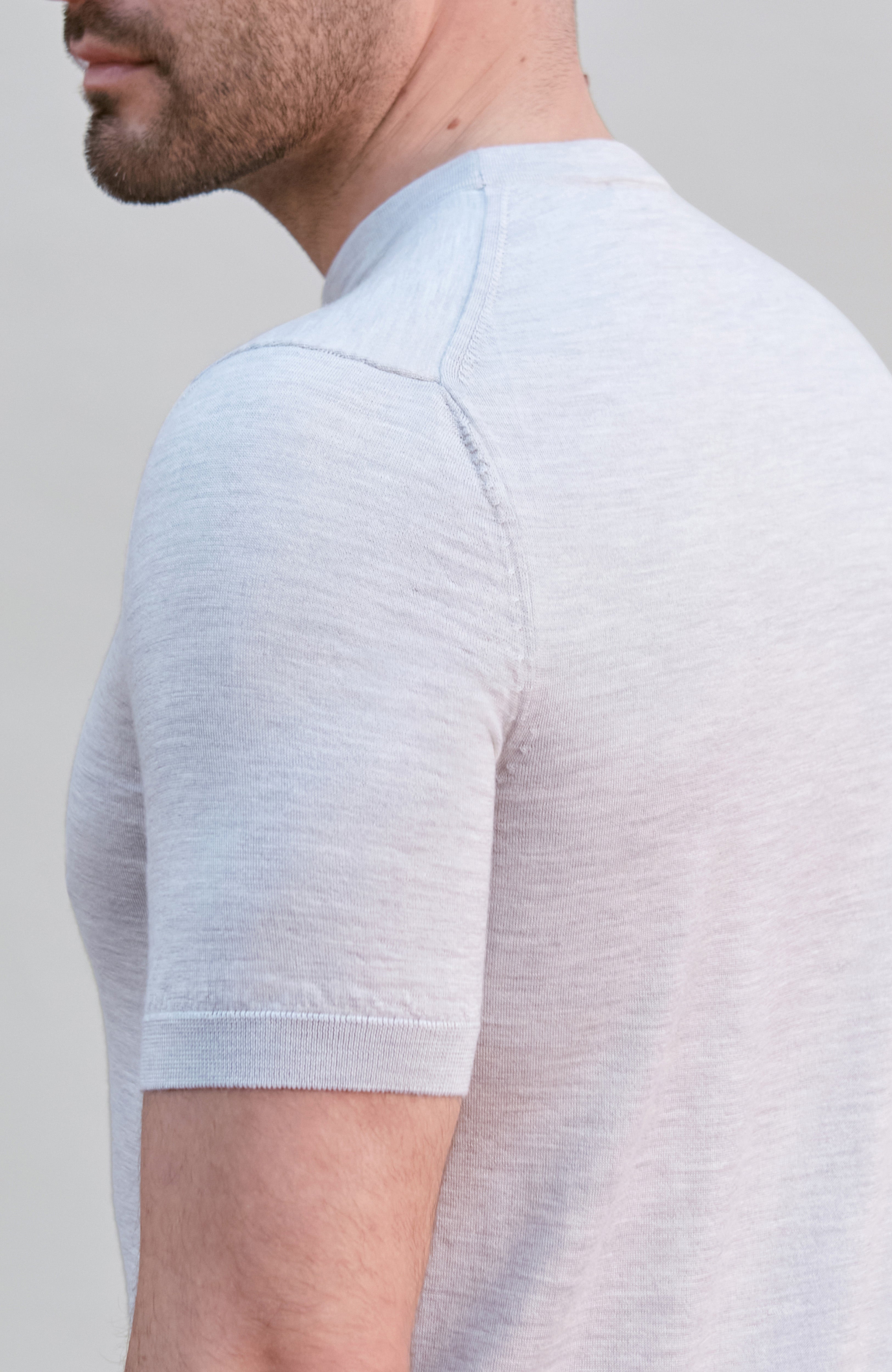 Mens Superfine Merino Silk Short Sleeve Jumper