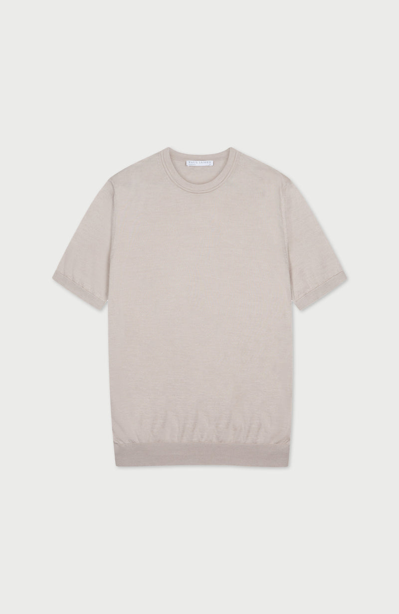 Mens Superfine Merino Silk Short Sleeve Jumper