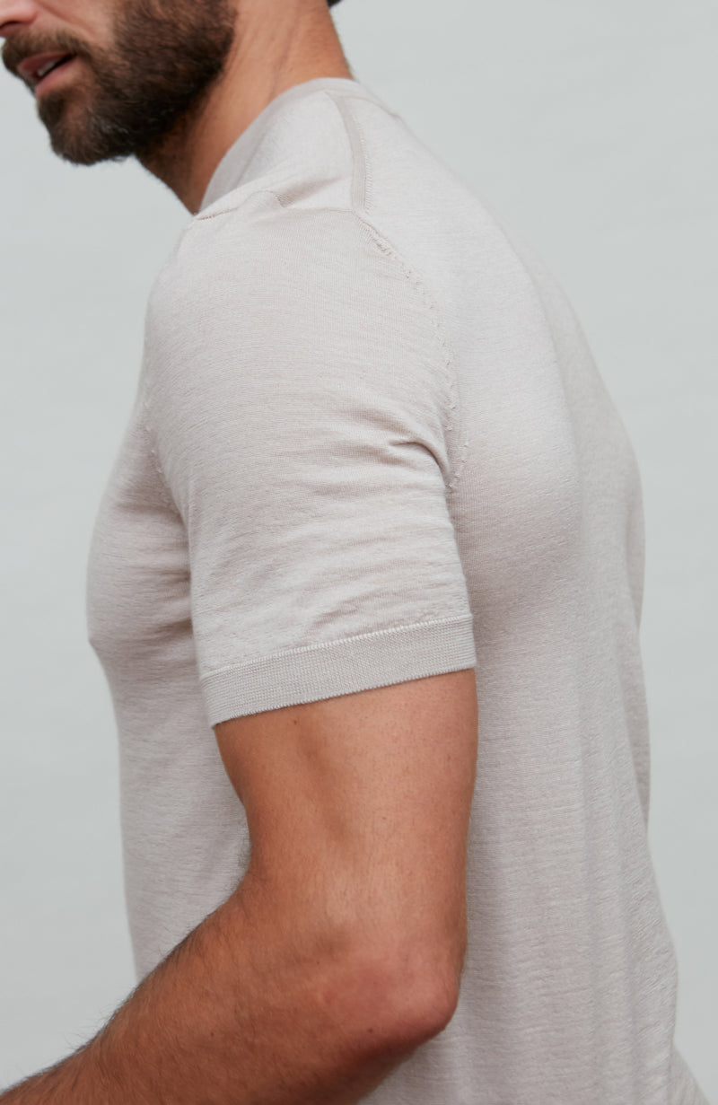 Mens Superfine Merino Silk Short Sleeve Jumper