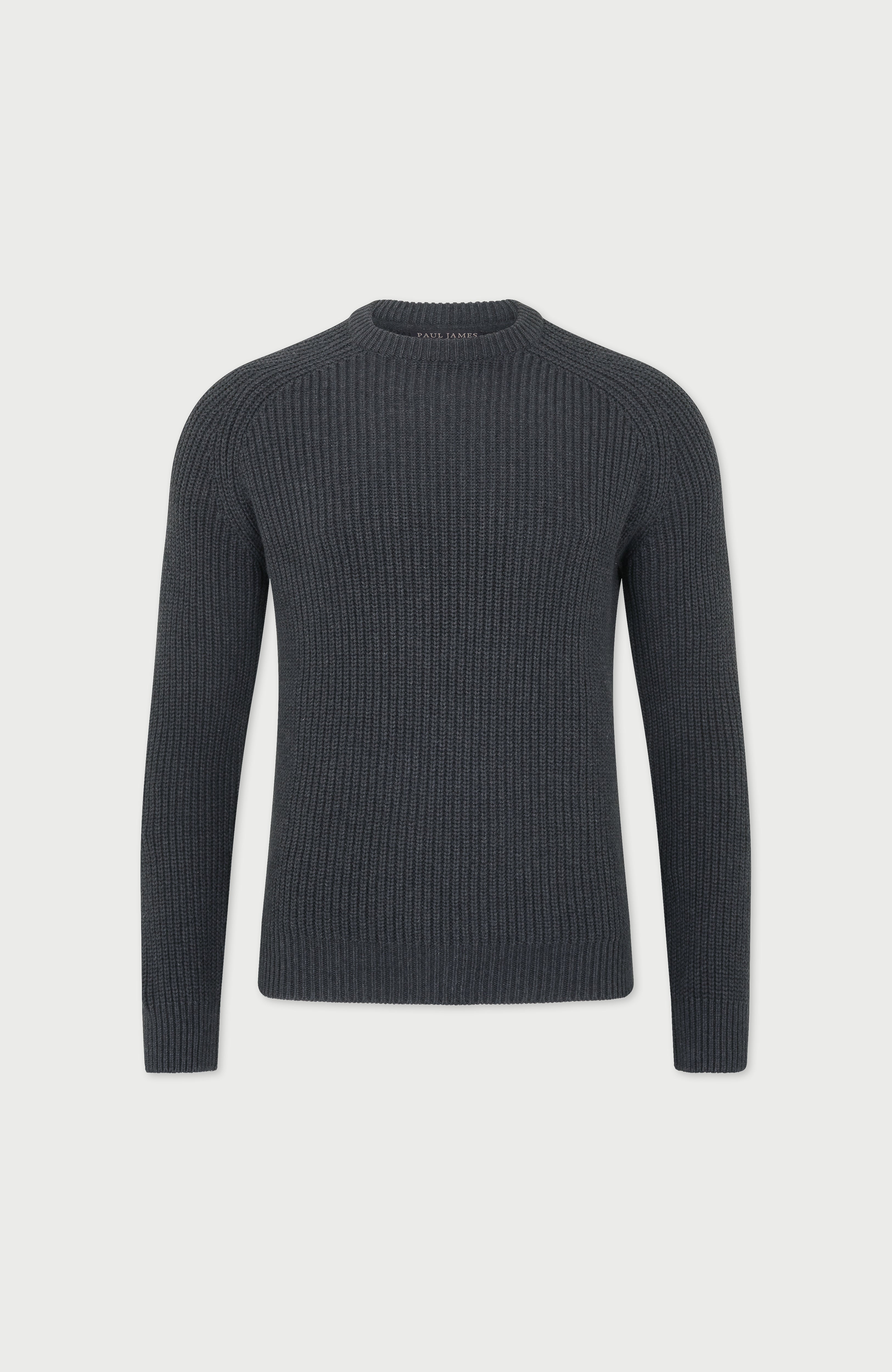 Mens Heavyweight Cotton Fisherman Rib Knit Jumper