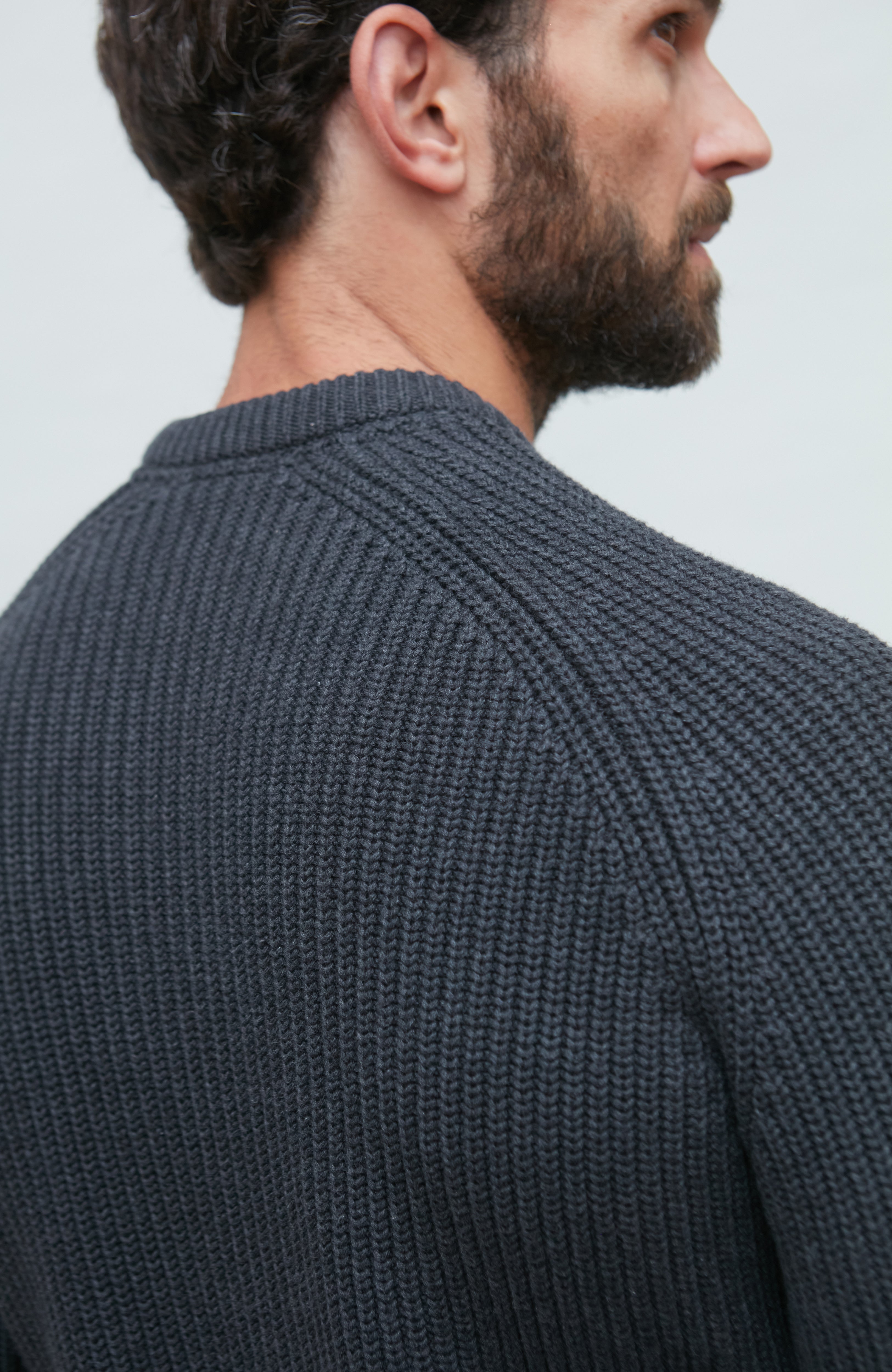 Mens Heavyweight Cotton Fisherman Rib Knit Jumper