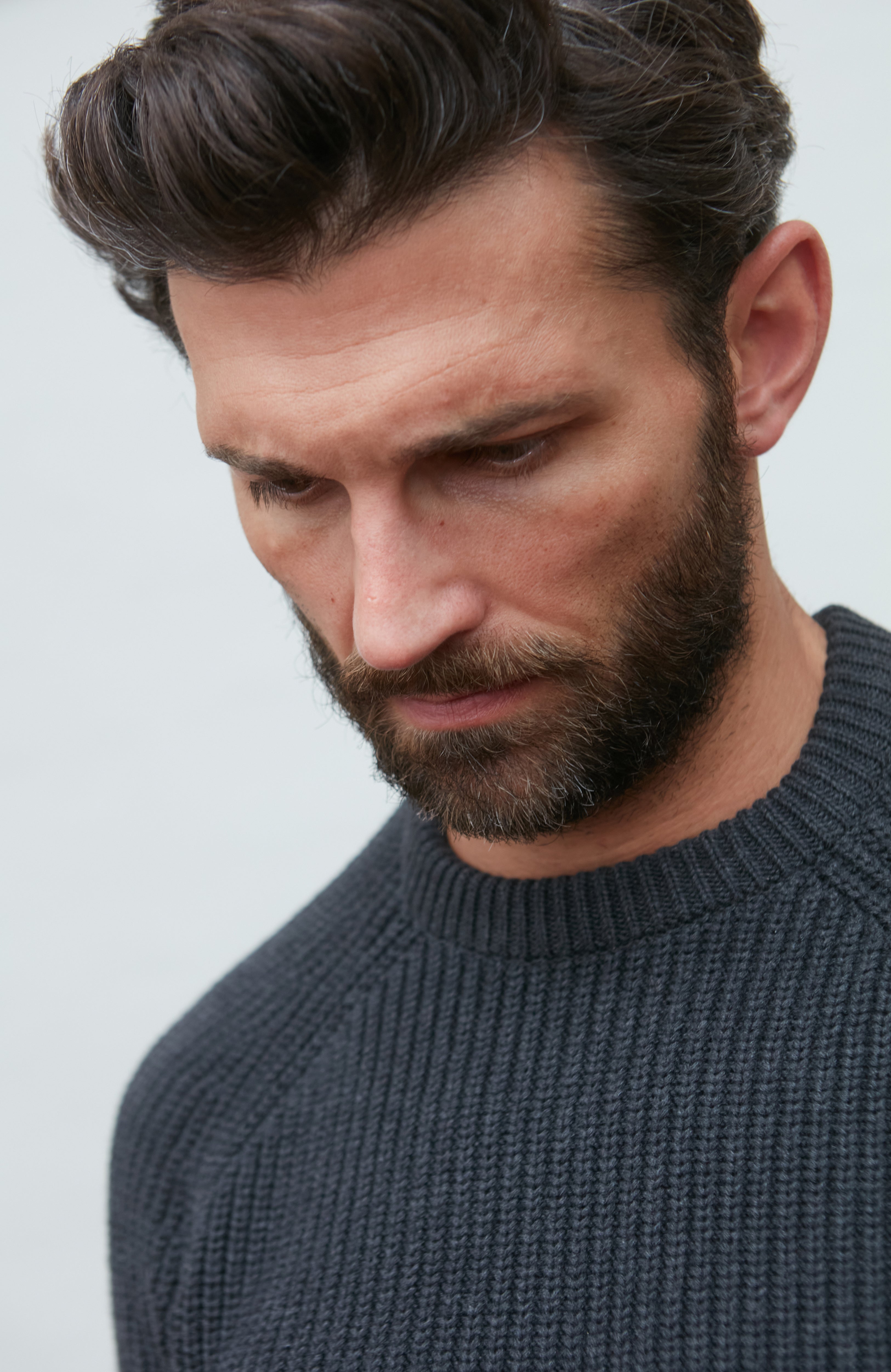 Mens Heavyweight Cotton Fisherman Rib Knit Jumper
