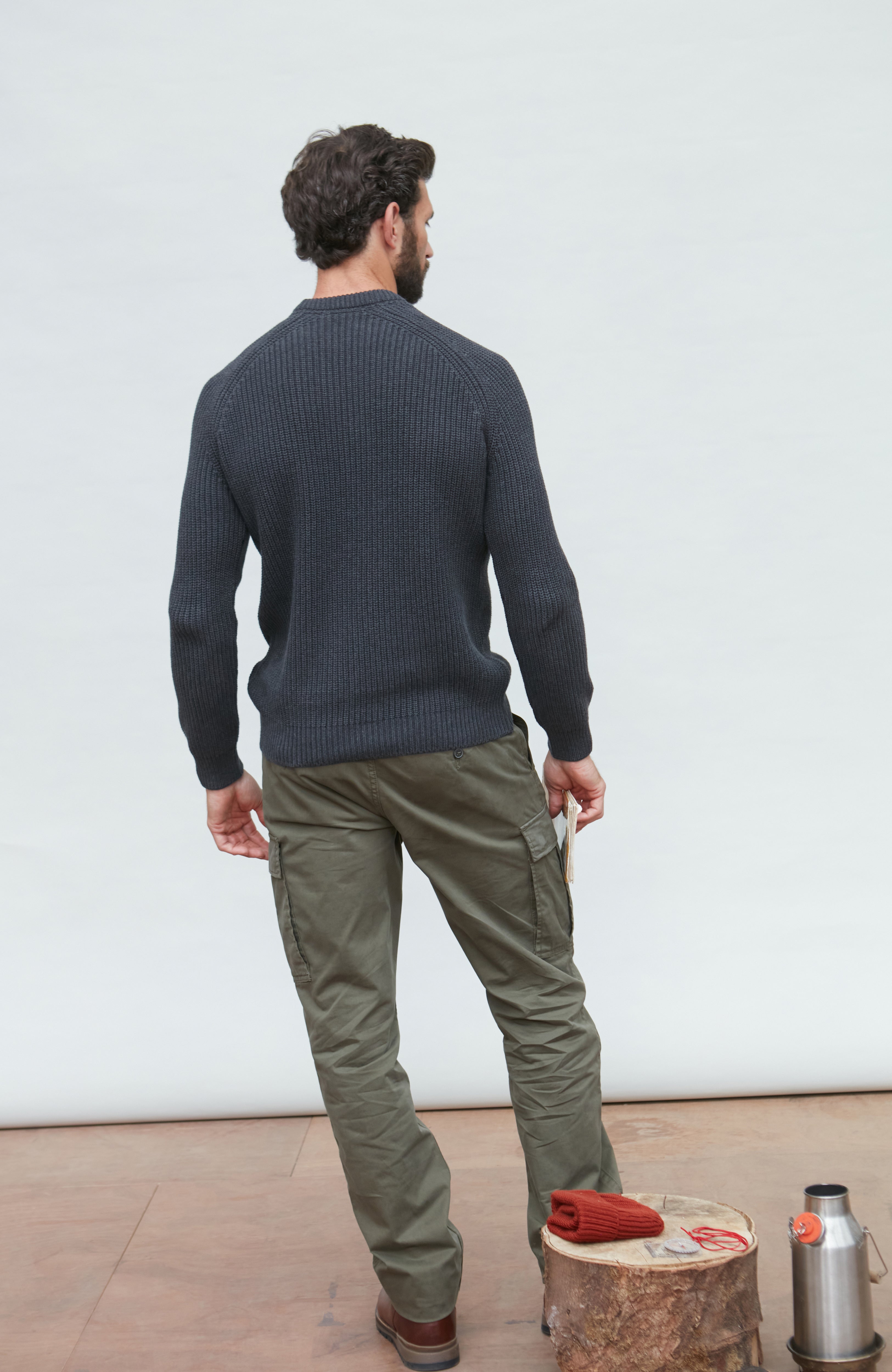 Mens Heavyweight Cotton Fisherman Rib Knit Jumper