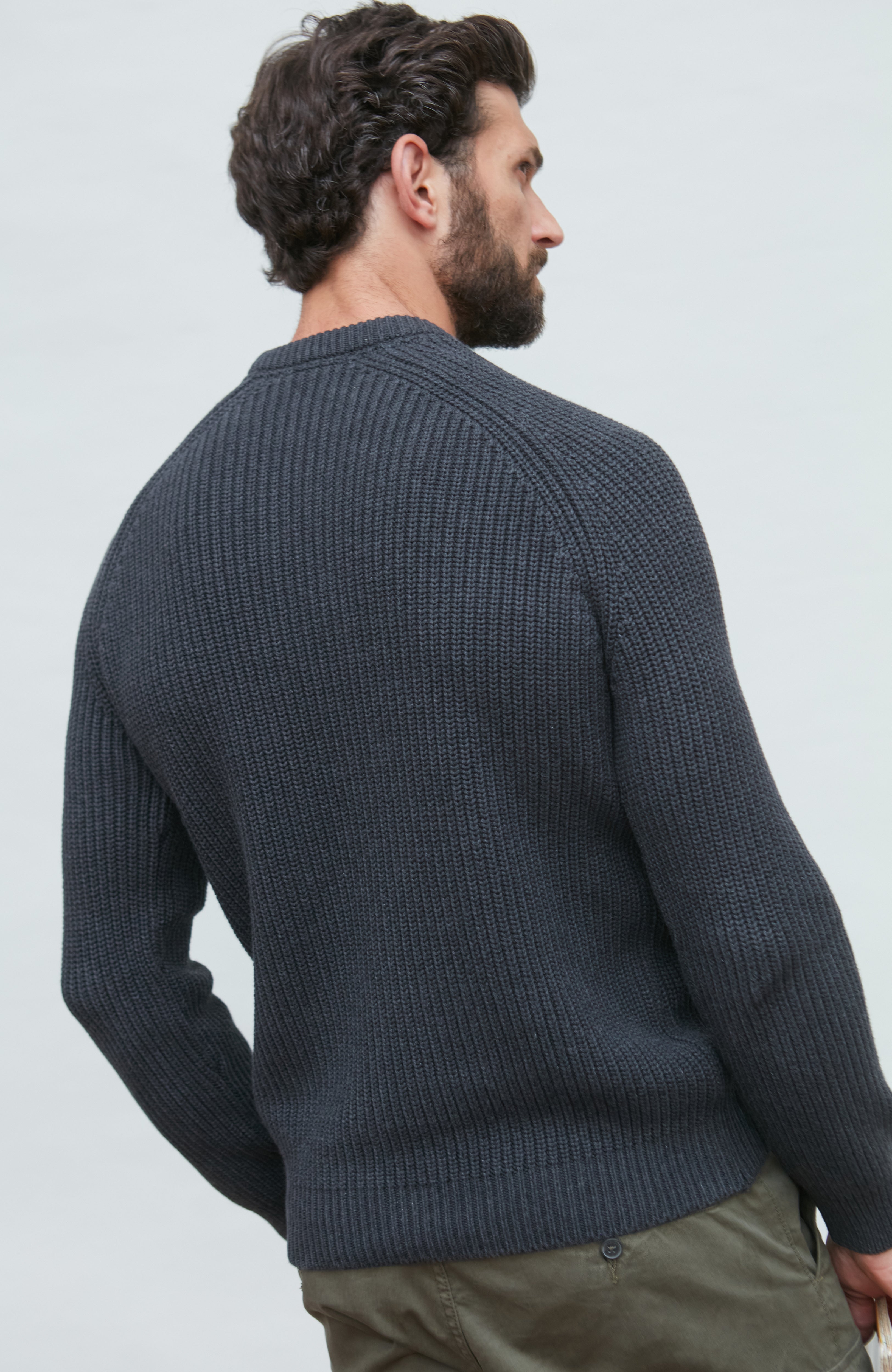 Mens Heavyweight Cotton Fisherman Rib Knit Jumper