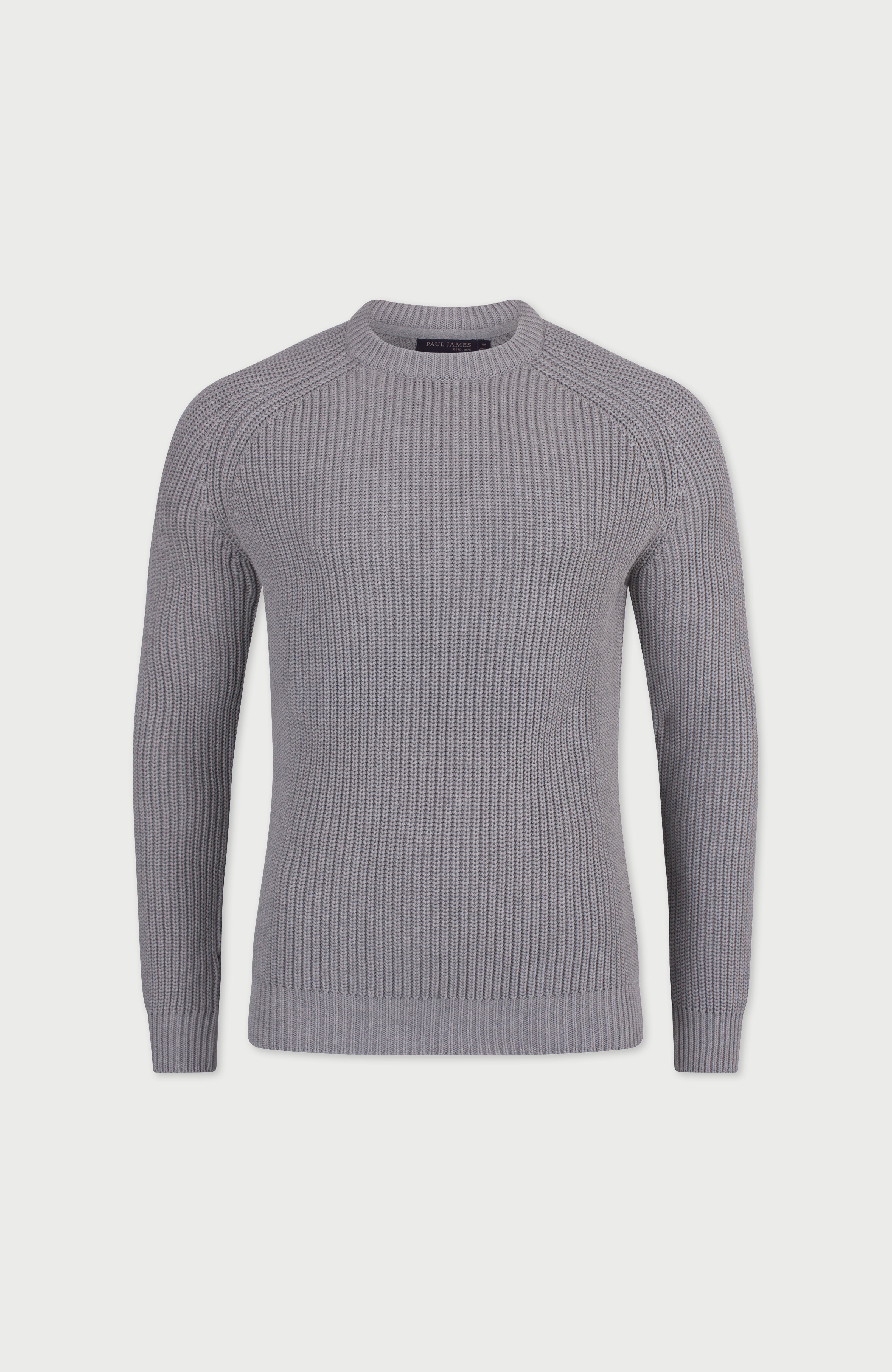 Mens Heavyweight Cotton Fisherman Rib Knit Jumper