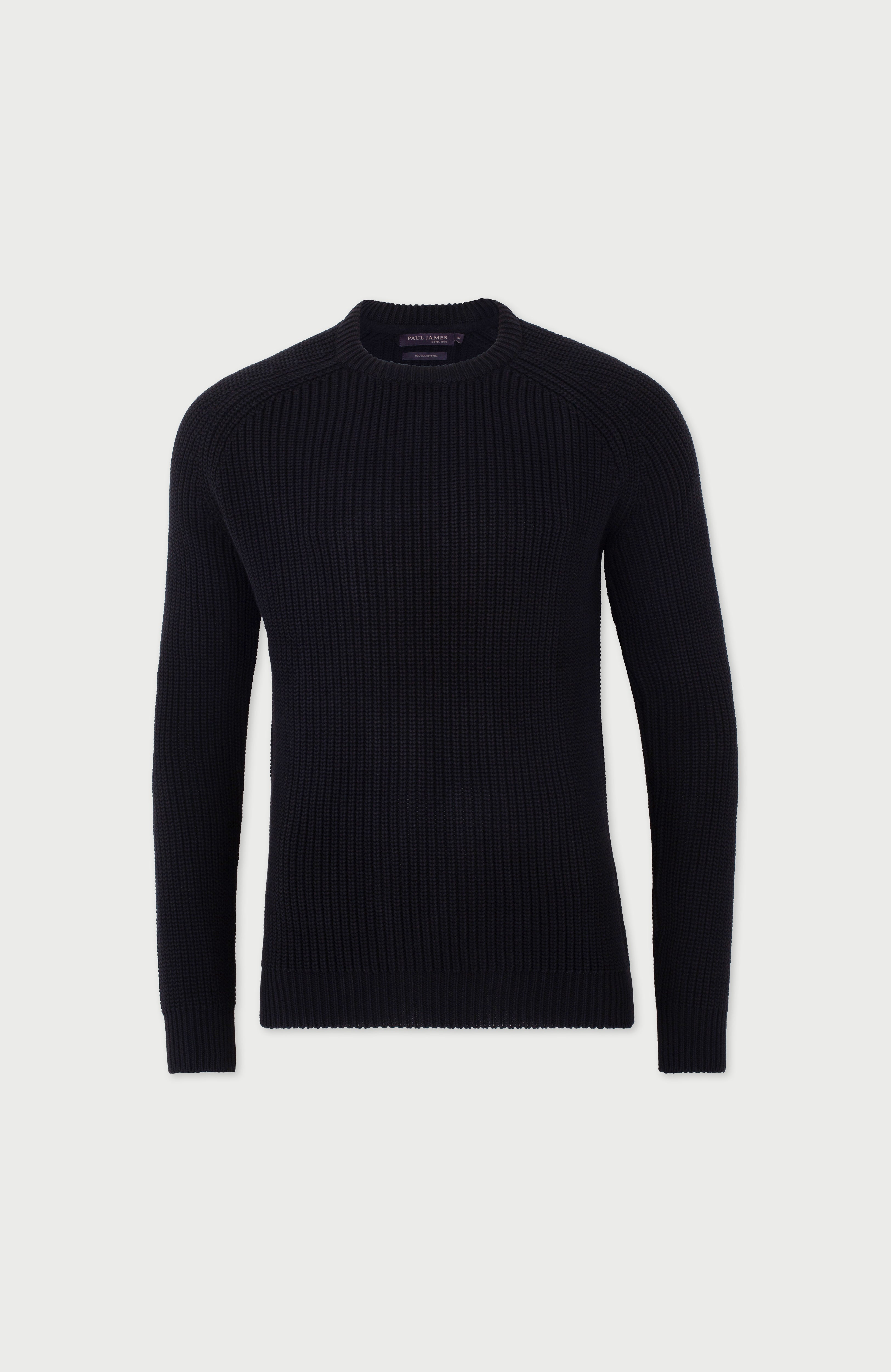 Mens Heavyweight Cotton Fisherman Rib Knit Jumper