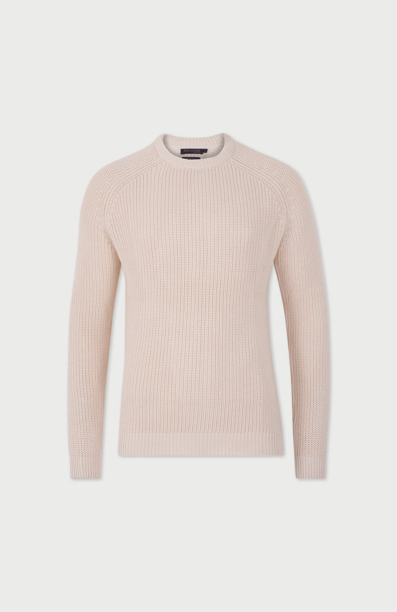 Mens Heavyweight Cotton Fisherman Rib Knit Jumper