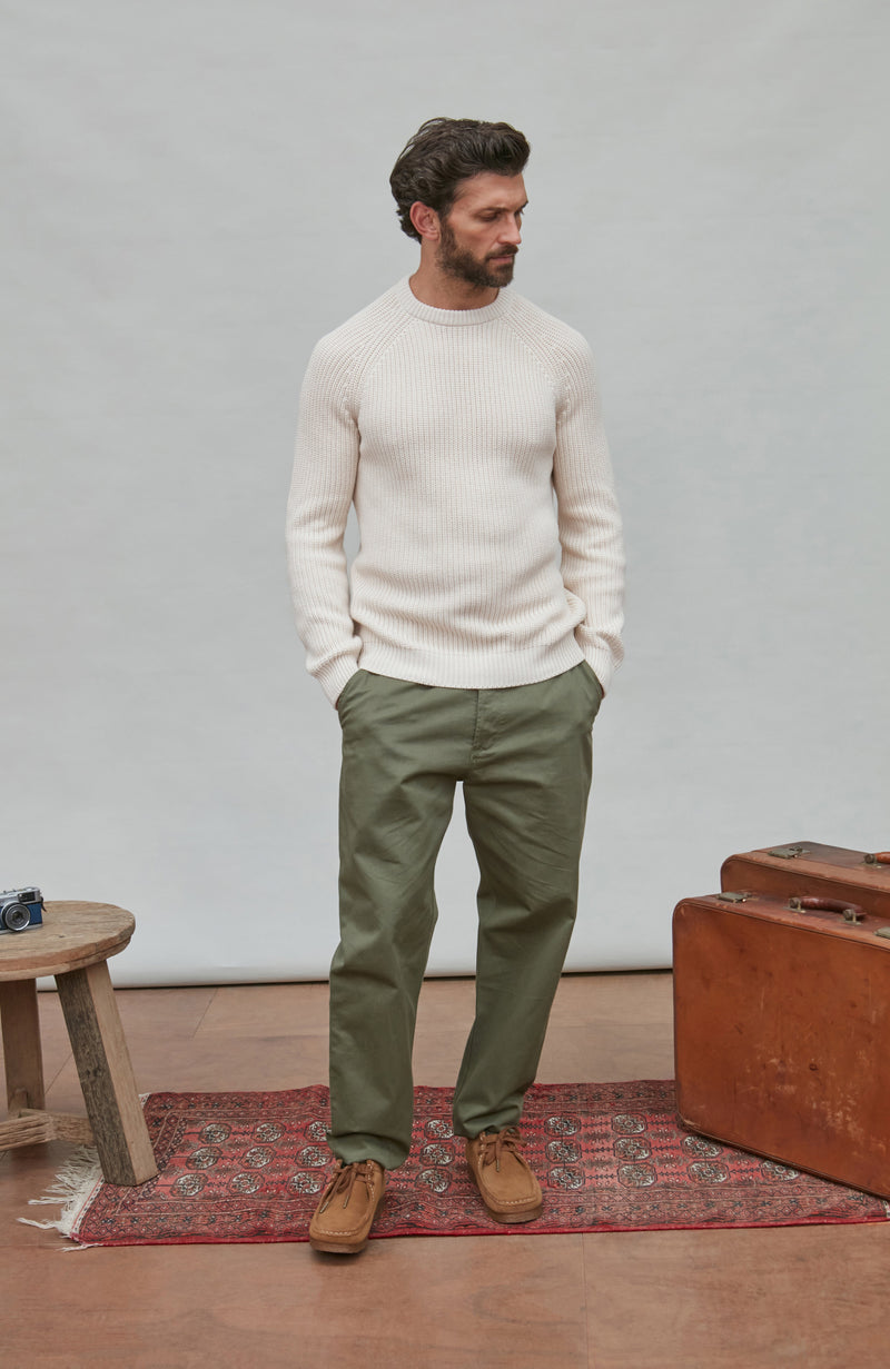 Mens Heavyweight Cotton Fisherman Rib Knit Jumper